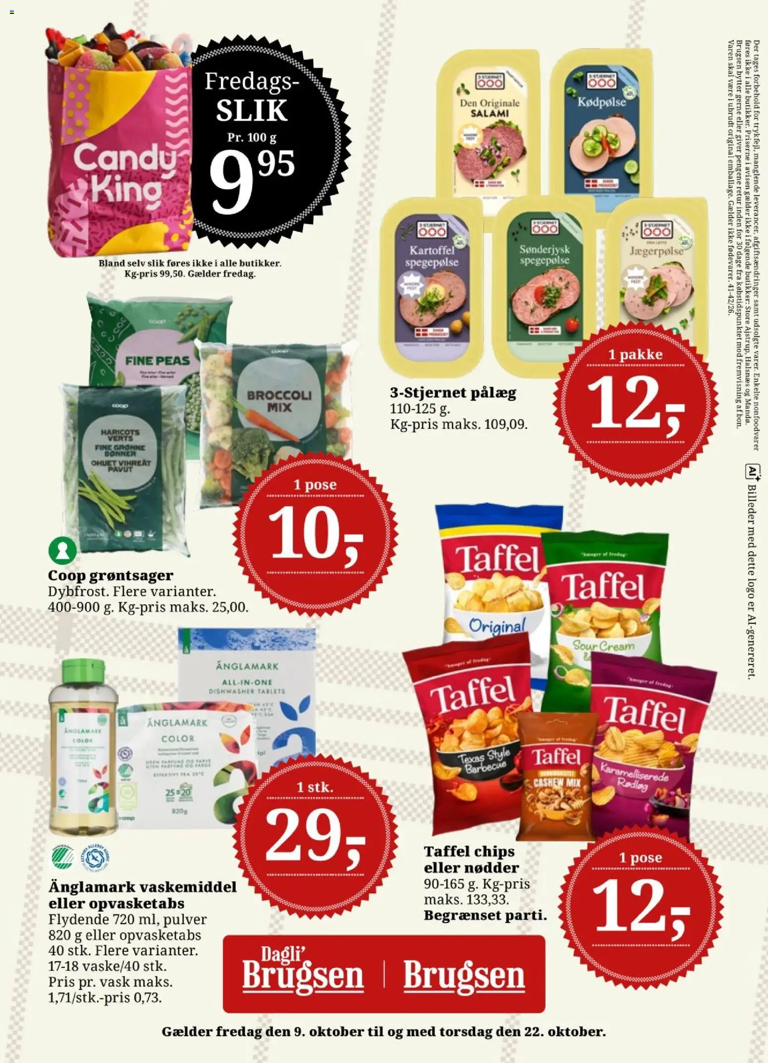 Dagli'Brugsen tilbudsavis – gyldig fra 09/10/2026 | Side: 19 | Produkter: Slik, Spegepølse, Tablets, Grønne Bønner