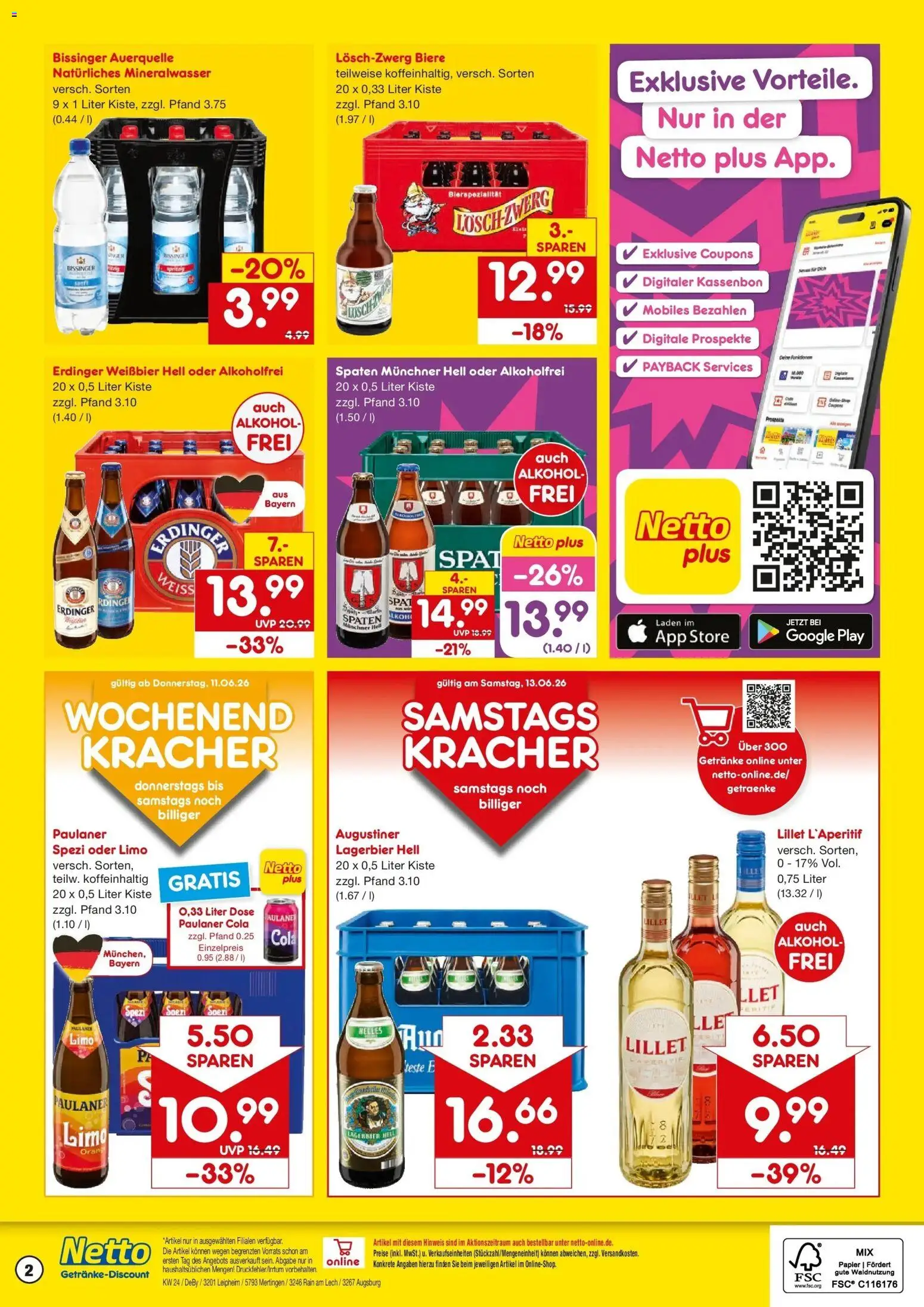 Netto Marken-Discount Prospekt Leipheim – gültig ab 08.06.2026 | Seite: 2 | Produkte: Erdinger, Weißbier, Lillet, Paulaner