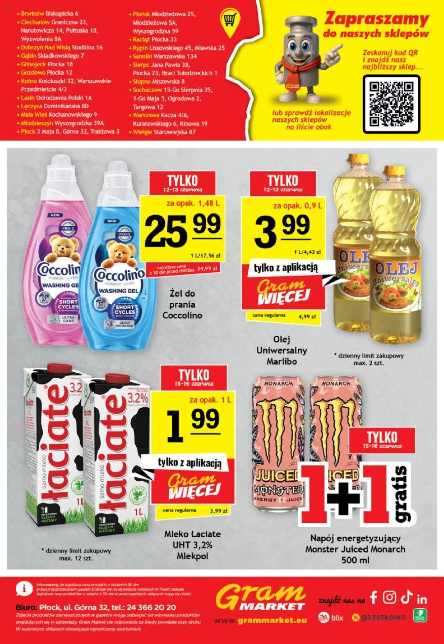 Gram Market gazetka od 10.06.2026 | Strona: 16 | Produkty: Coccolino, Mleko, Olej