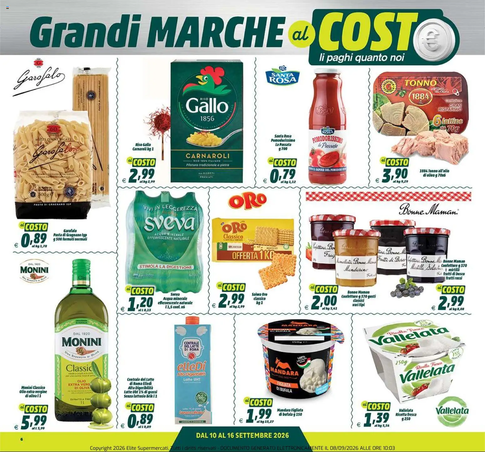 Volantino Elite Supermercati del 10/09/2026 | Pagina: 6 | Prodotti: Frutti di bosco, Latte, Tonno, Olio extra vergine