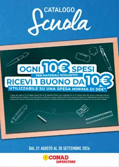 Anteprima del volantino Conad volantino Superstore Scuola Piemonte valido a partire dal 21/08/2026