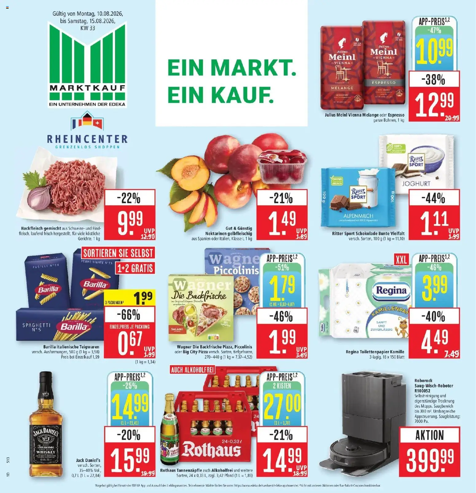 Marktkauf Prospekt Weil Am Rhein – gültig ab 10.08.2026 | Seite: 1 | Produkte: Ritter sport, Jack Daniel's, Salami, Whiskey