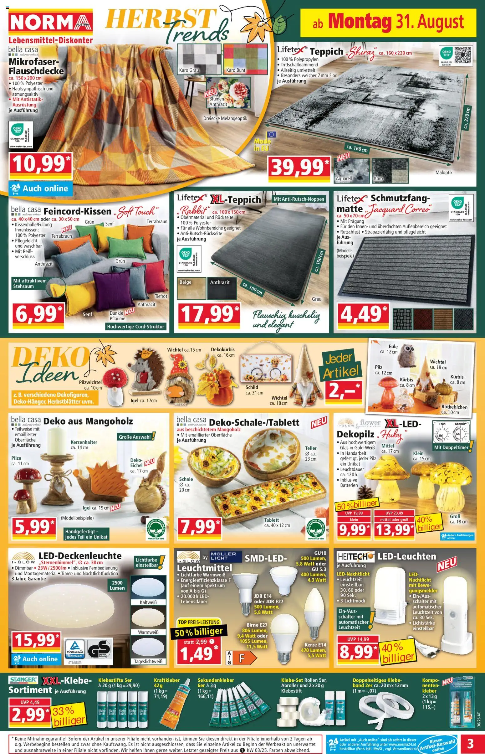 Norma Flugblatt gültig ab 31.08.2026 | Seite: 3 | Produkte: Kürbis, Birne, Teppich