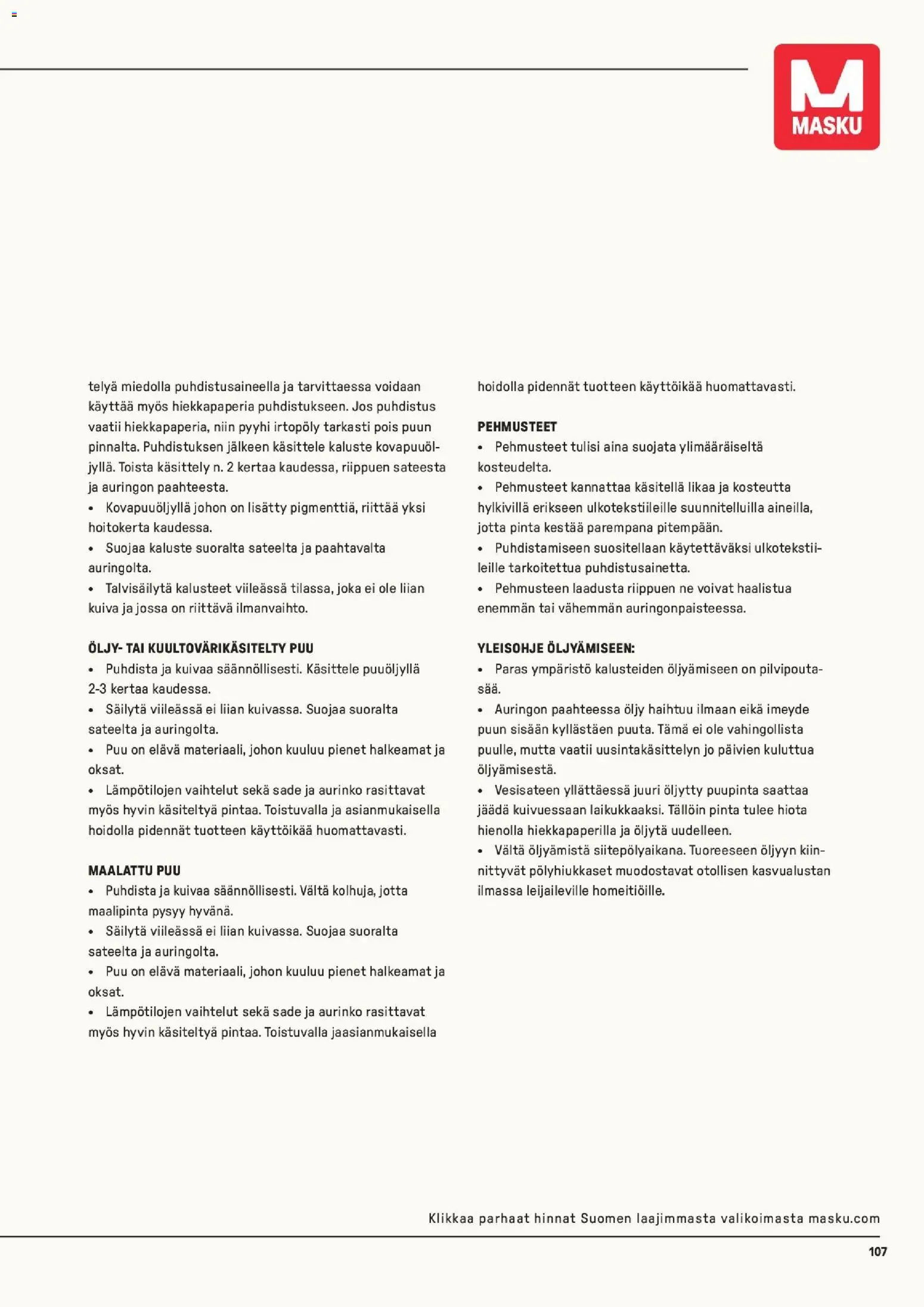 Masku tarjoukset - Puutarhakalustekuvasto 2026 – voimassa 09/03/2026 alkaen | Sivu: 107 | Tuotteet: Öljy