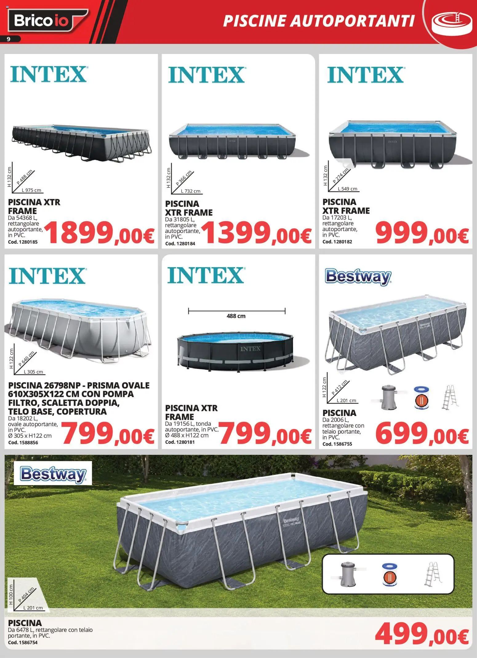 Volantino Brico io del 18/06/2026 | Pagina: 9 | Prodotti: Scaletta, Piscina