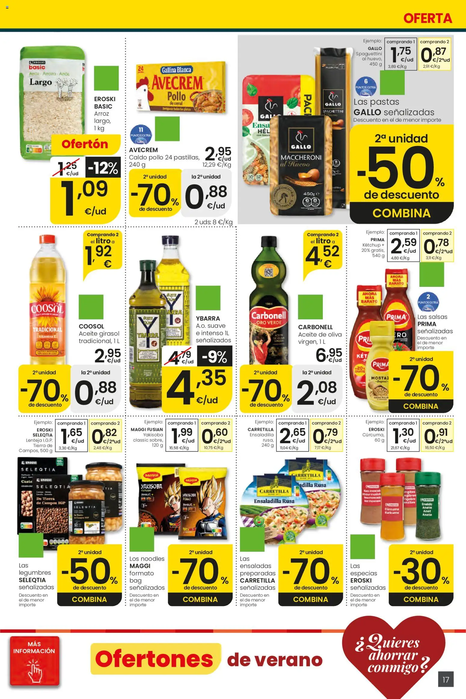 Eroski Ofertones de verano │ válido desde el 28.05.2026 | Página: 17 | Productos: Ensaladilla, Aceite, Arroz, Aceite de oliva
