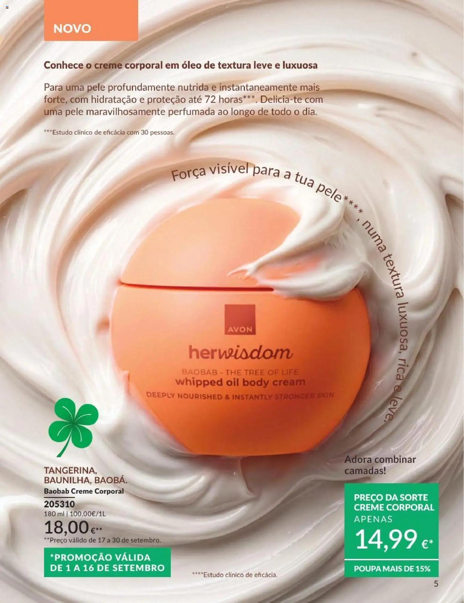 Catálogo Avon Campanha 9 │ válido de 01/09/2026 | Página: 5 | Produtos: Creme corporal, Óleo, Creme