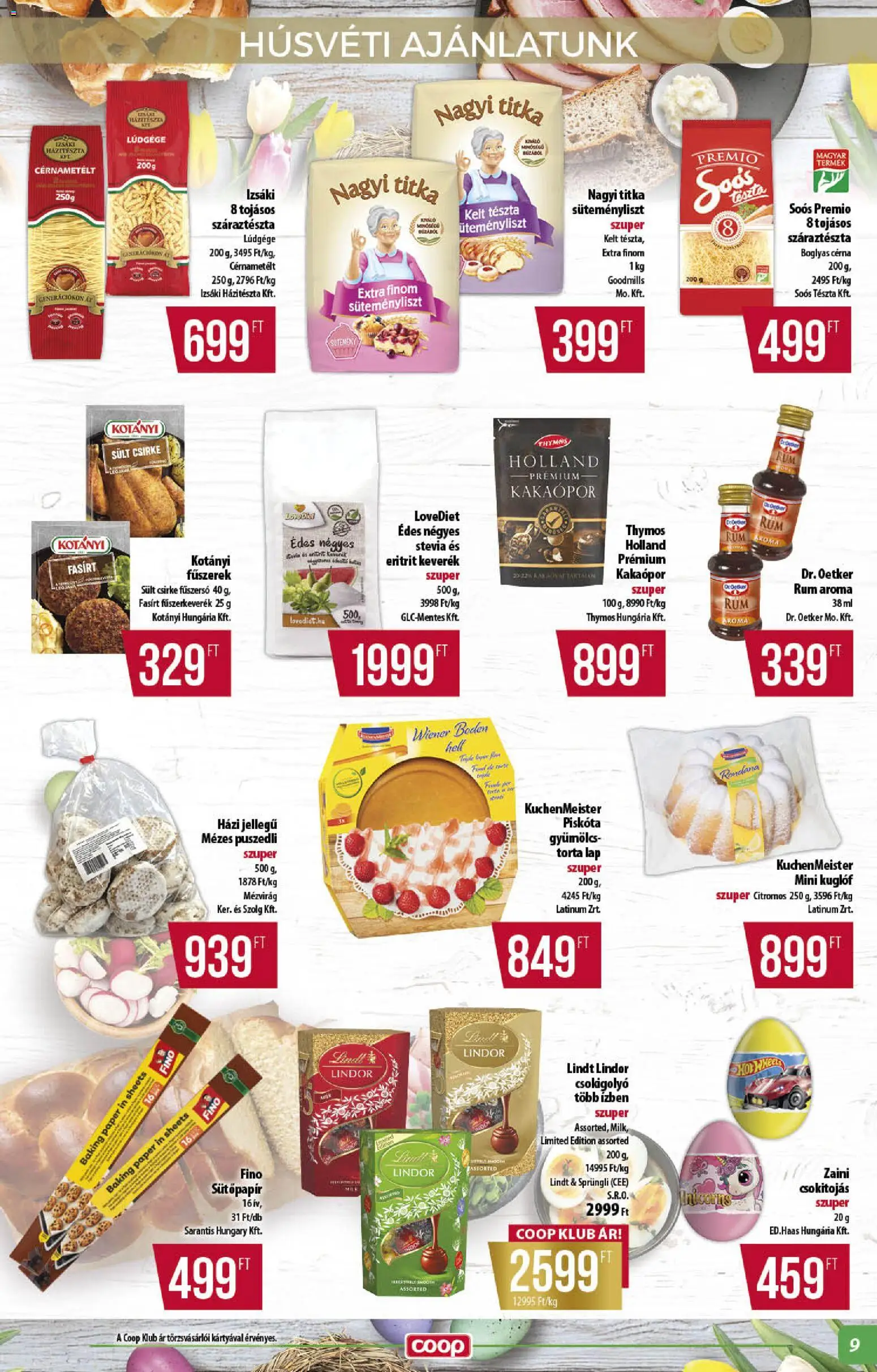 COOP akciós ujság - amely érvényes a következő dátumtól: 26.03.2026 | Oldal: 9 | Termékek: Gyümölcs, Rum, Puszedli, Cérnametélt