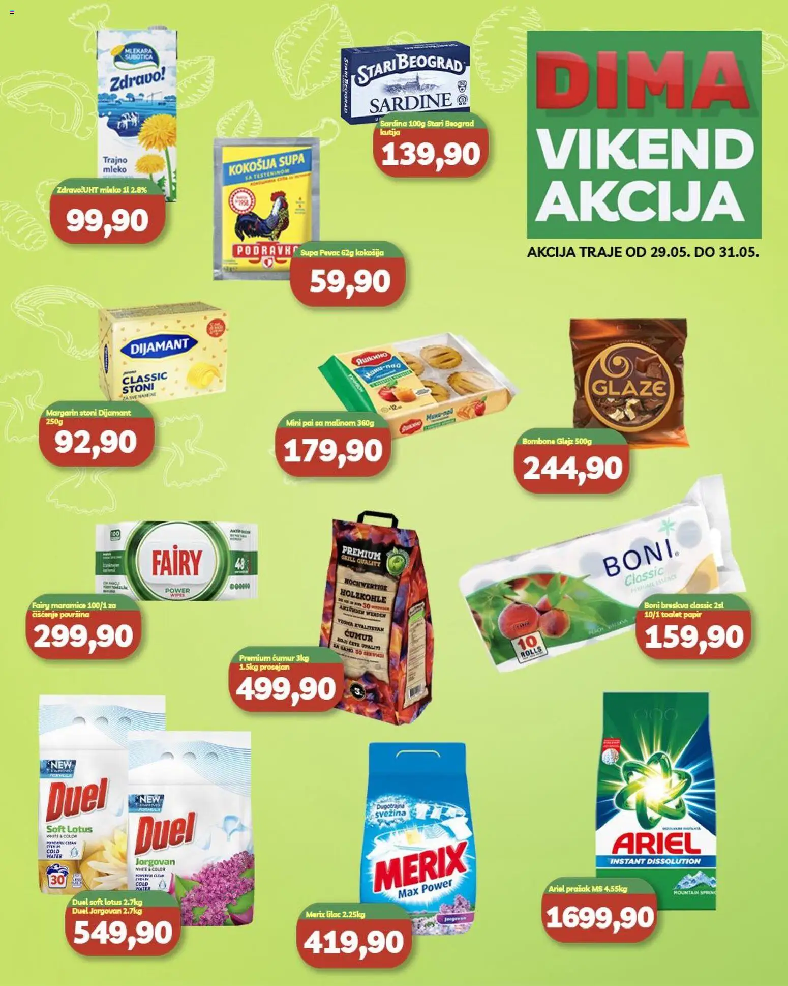 VP Dima katalog - važi od 29.05.2026 | Strana: 1 | Proizvode: Toalet papir, Kutija, Podravka, Margarin