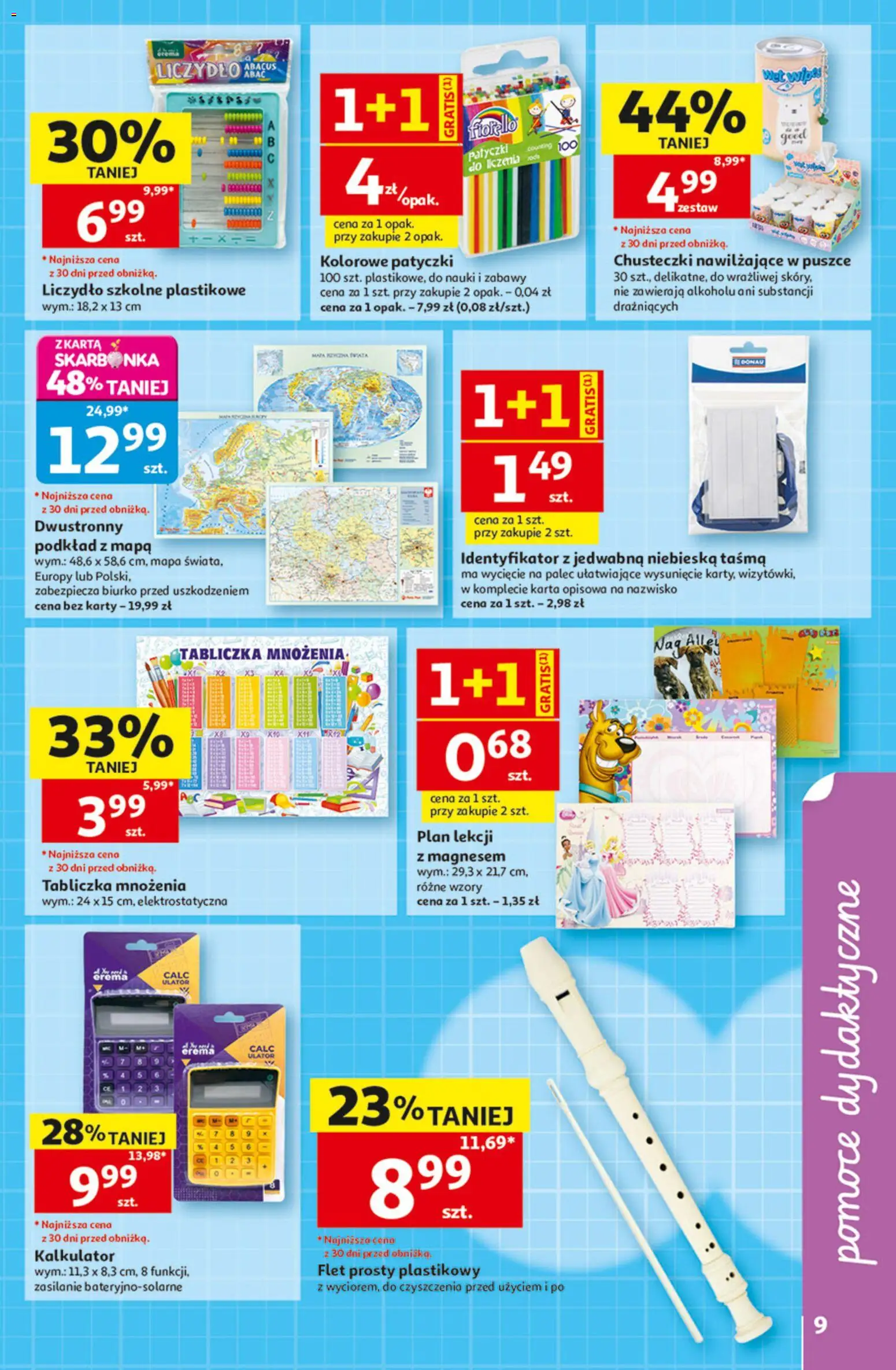Auchan gazetka - Zostań ortem oszczędzania od 13.08.2026 | Strona: 9 | Produkty: Karta, Chusteczki, Kalkulator, Biurko