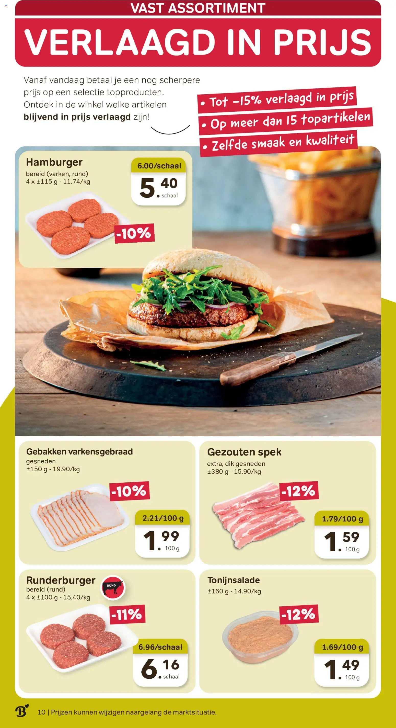 {H1} | Pagina: 10 | Producten: Hamburger, Spek, Tonijnsalade, Schaal