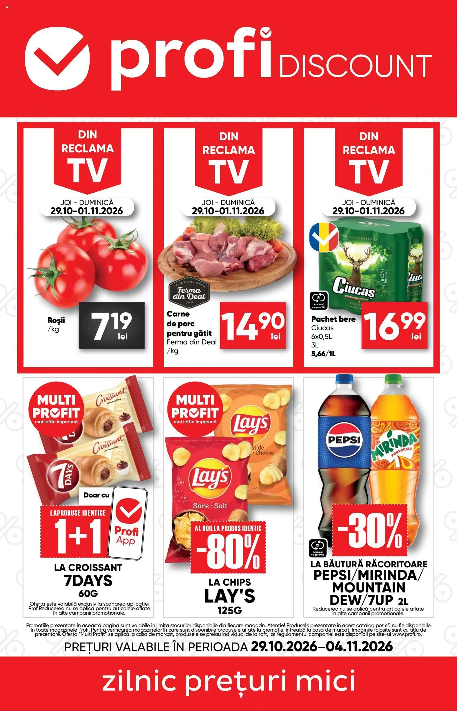 Noul catalog Profi – valabil de la 29.10.2026 | Pagină: 1 | Produse: Croissant, Bautura racoritoare, Carne De Porc, Roșii