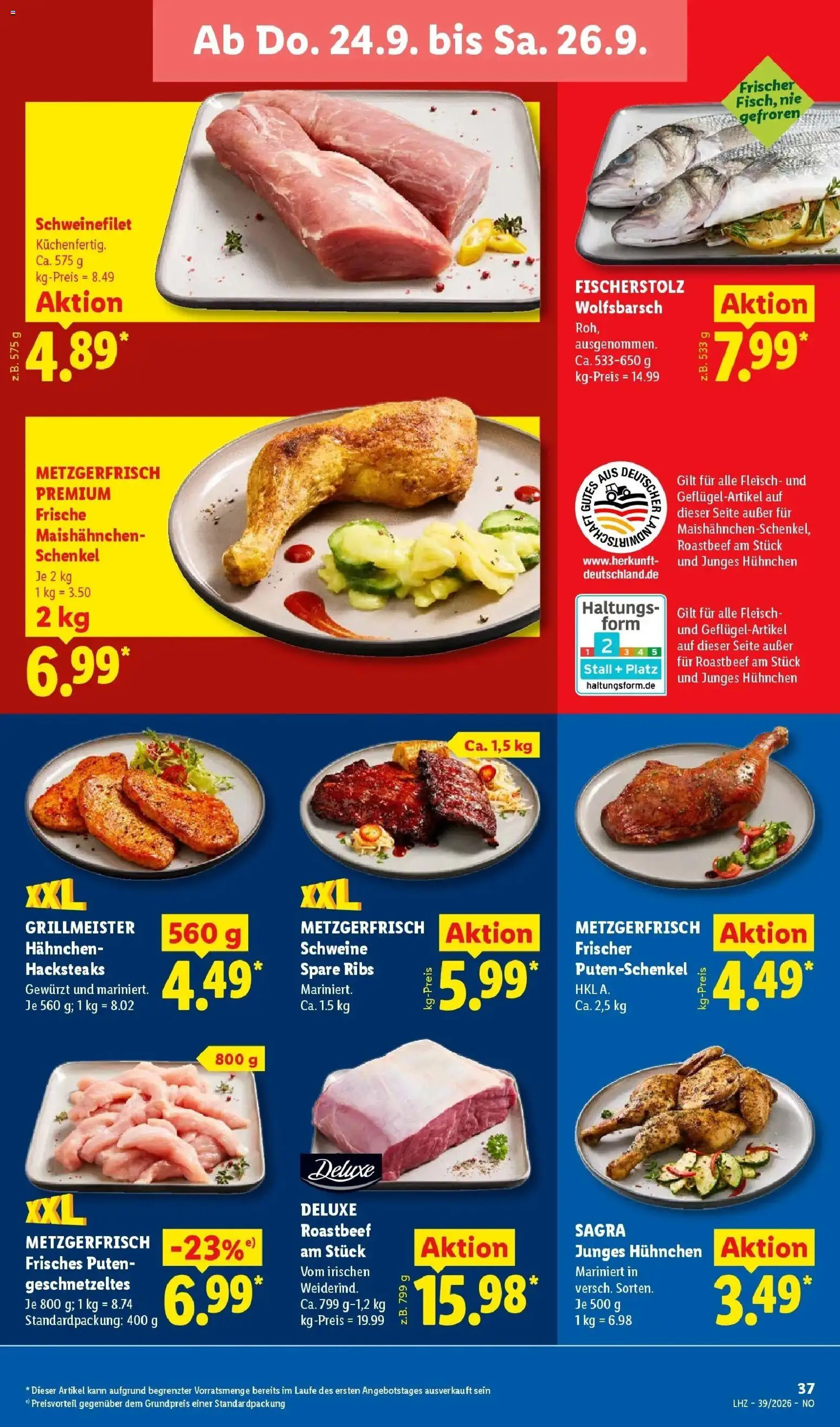 Lidl Prospekt Braunschweig (ab 21.09.2026) zum Blättern » Angebote | Seite: 59 | Produkte: Hahnchen, Roastbeef, Schweinefilet, Fleisch