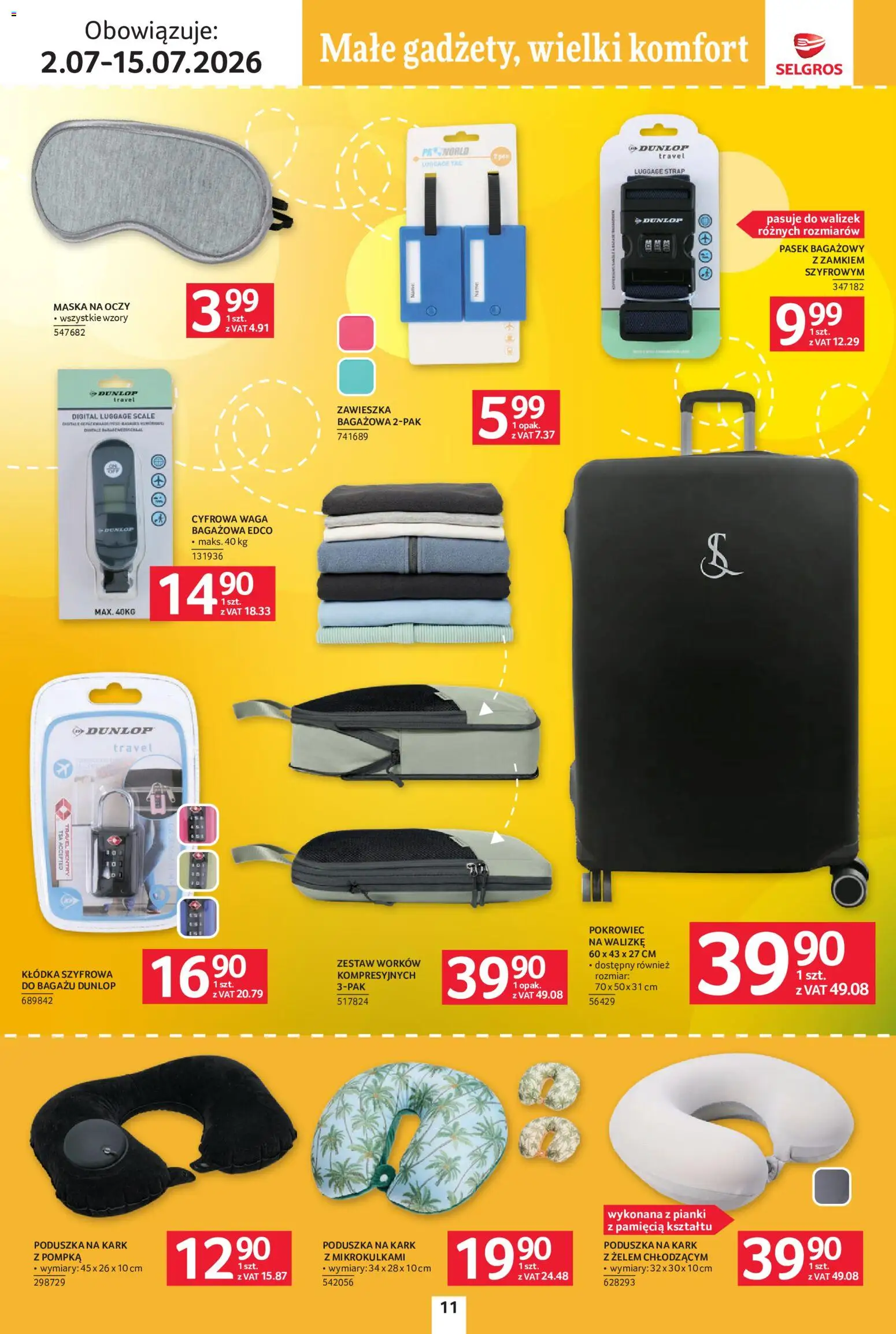Selgros cash&carry gazetka - Urlop od 02.07.2026 | Strona: 11 | Produkty: Waga, Poduszka, Pianki, Maska