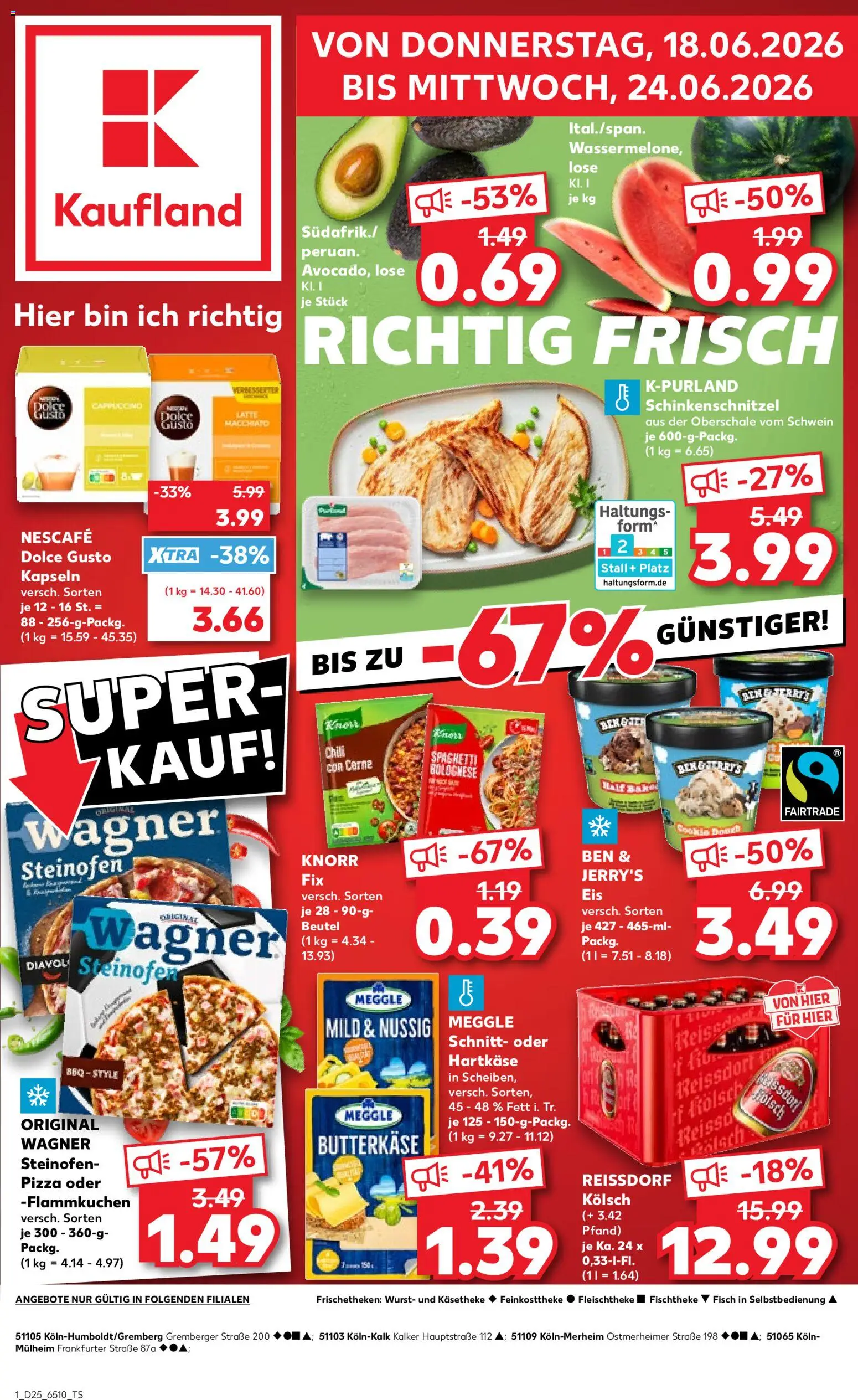 Kaufland Prospekt Köln – gültig ab 18.06.2026 | Seite: 1 | Produkte: Knorr, Dolce Gusto kapseln, Eis, Dolce gusto