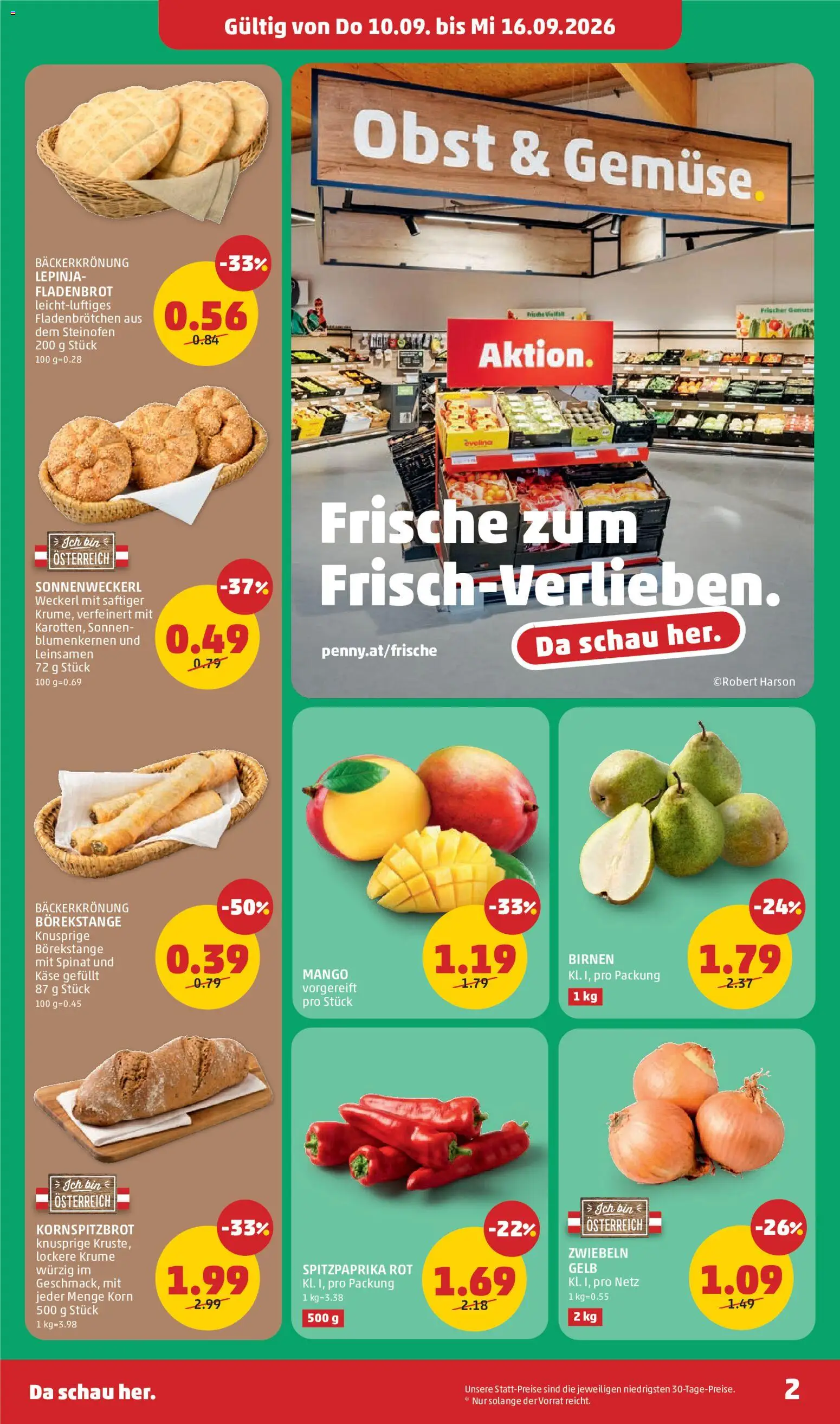 Penny Markt Eröffnung in 1140 Wien gültig ab 06.09.2026 | Seite: 2 | Produkte: Zwiebeln, Obst, Mango, Käse