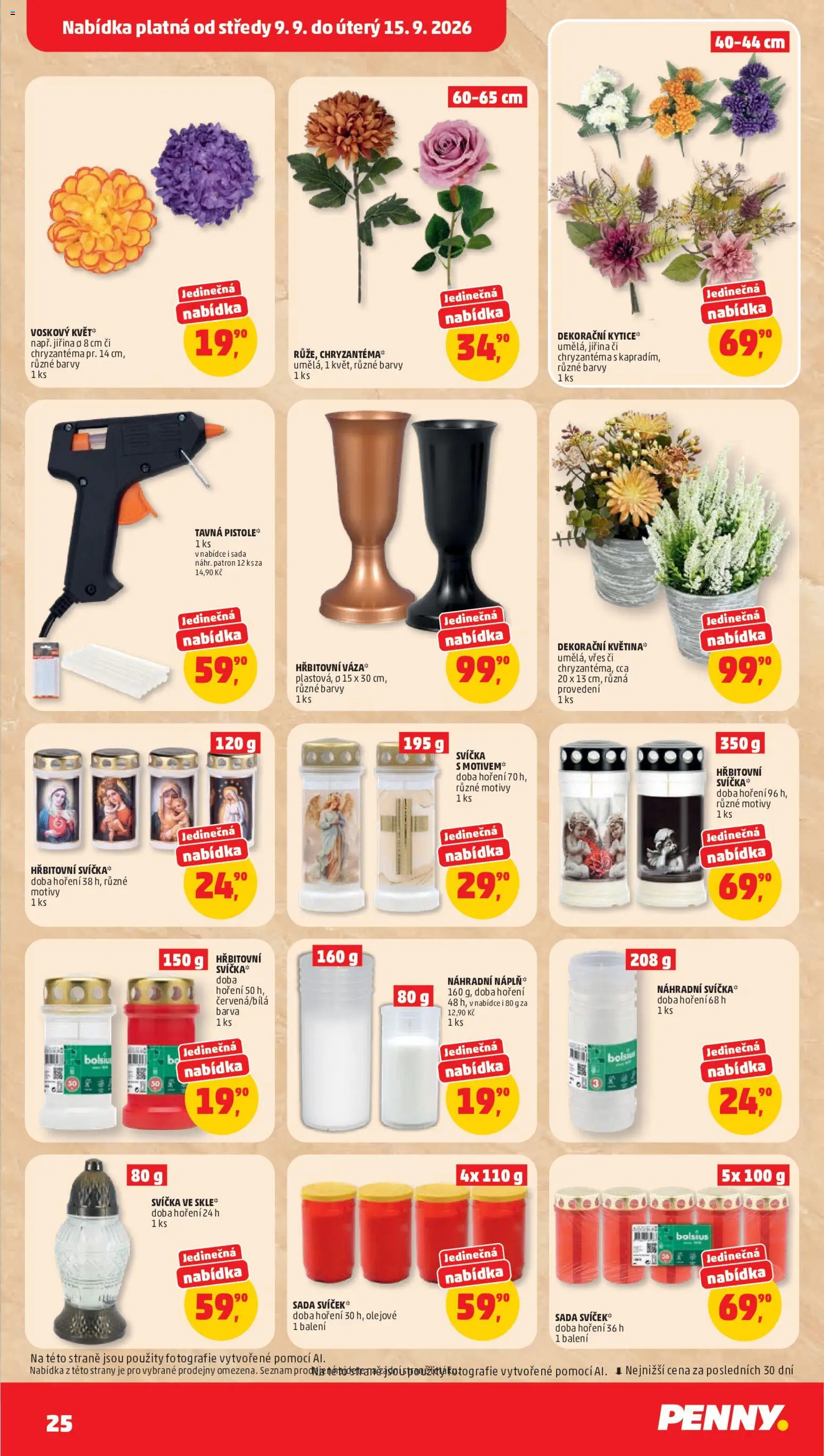 Penny Market leták od 09.09.2026 | Strana: 25 | Produkty: Vřes, Tavná pistole, Svíčka, Barvy