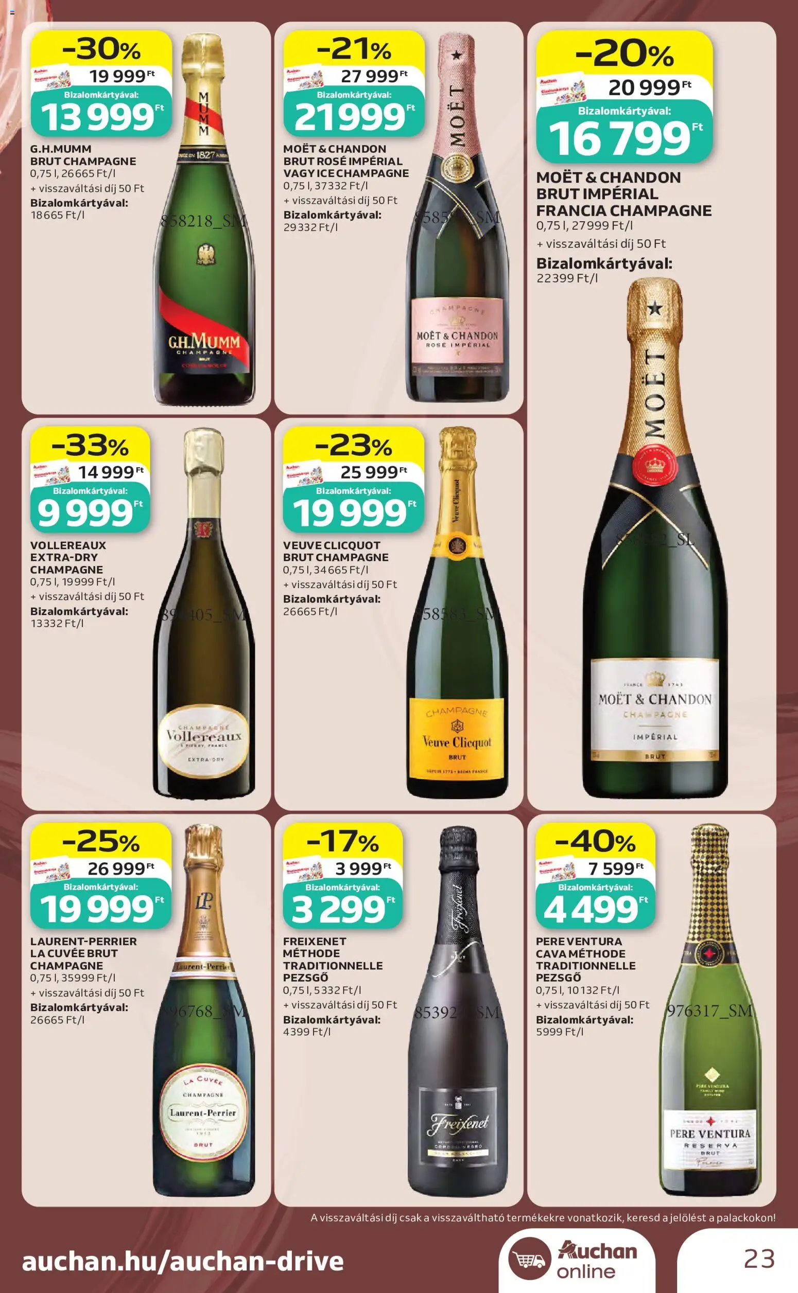 Auchan akciós ujság - amely érvényes a következő dátumtól: 2026.10.01. | Oldal: 23 | Termékek: Moët, Pezsgő, Cuvée, Rosé