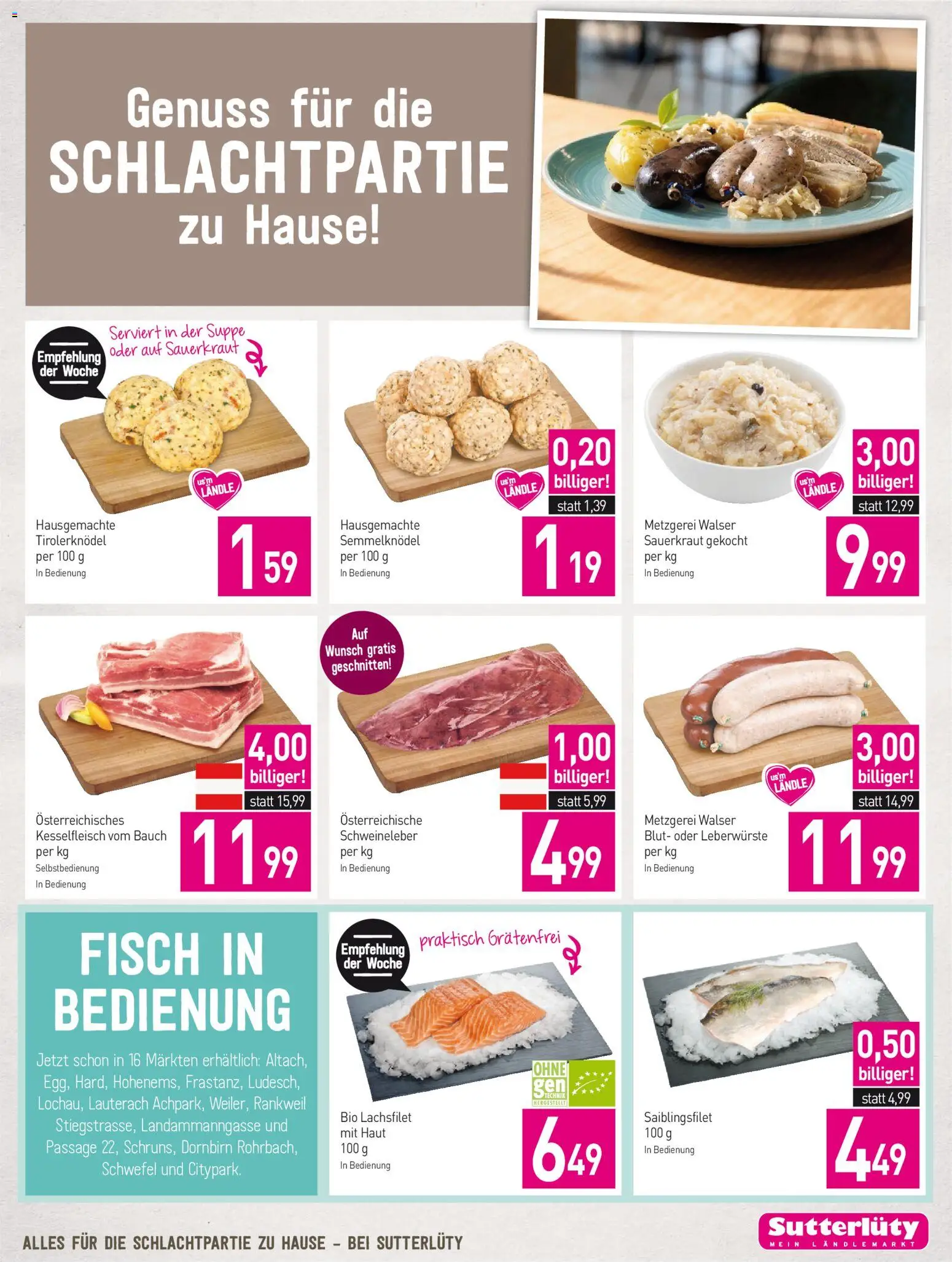 Sutterlüty Flugblatt gültig ab 22.10.2026 | Seite: 11 | Produkte: Sauerkraut, Lachsfilet, Fisch