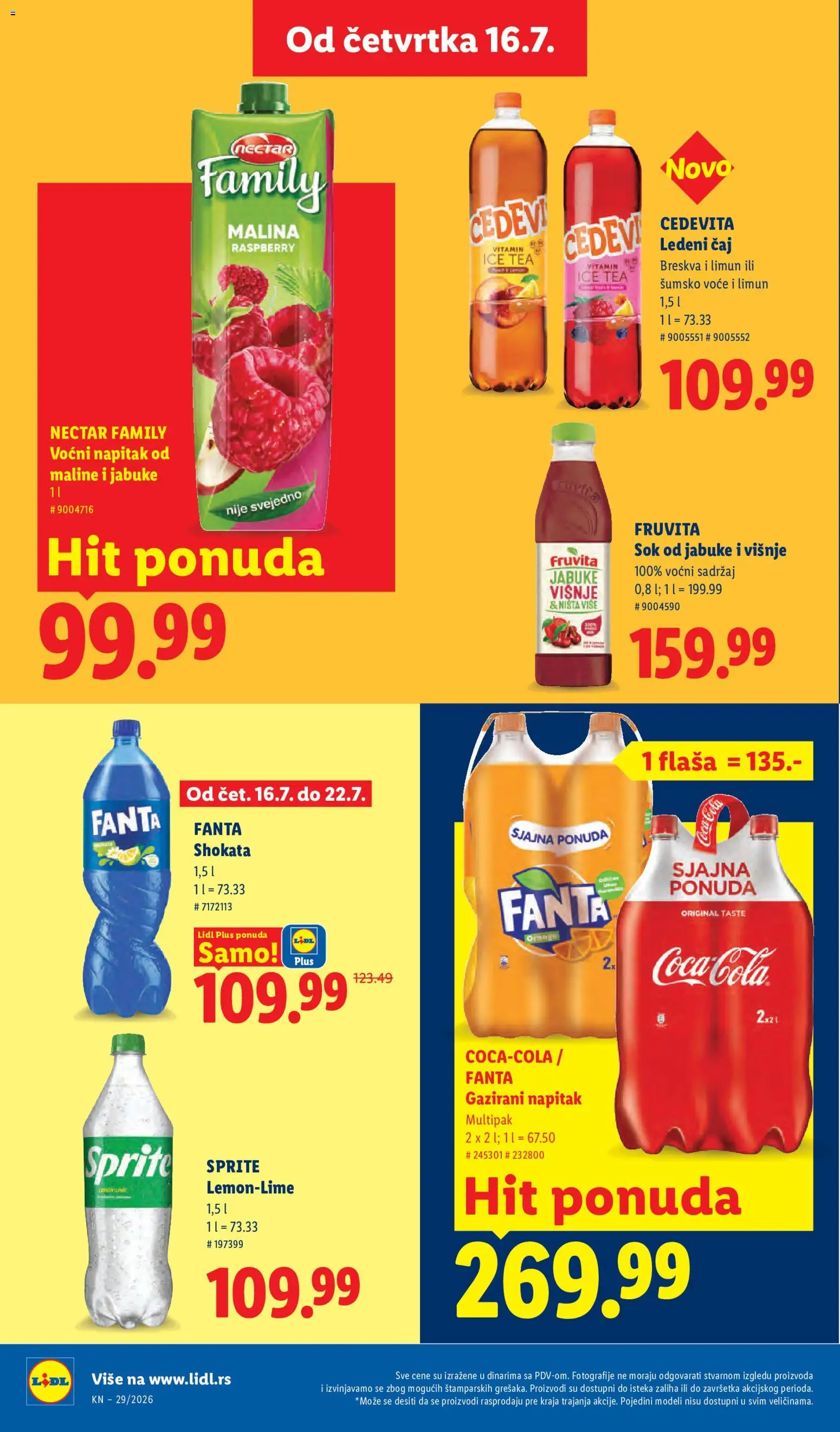 Lidl katalog - važi od 16.07.2026 | Strana: 38 | Proizvode: Coca Cola, Fanta, Sok od jabuke, Čaj