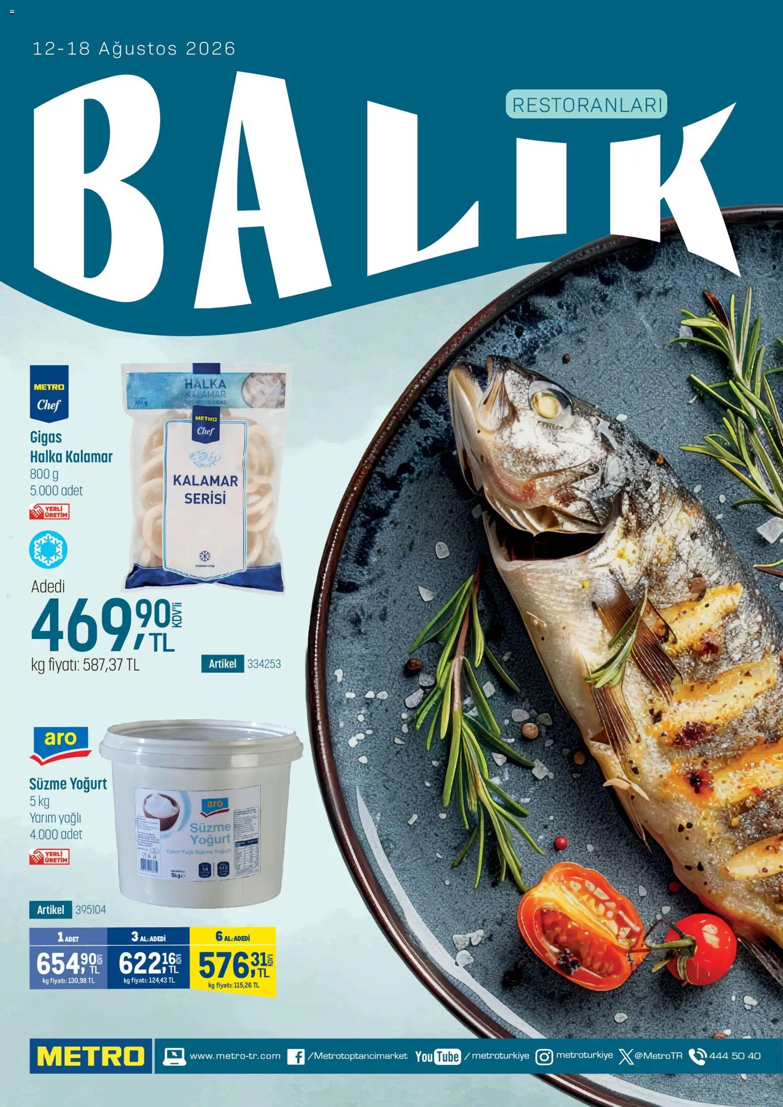 Metro - Balık Restoranları - 12 Ağustos 2026 tarihinden itibaren geçerlidir | Sayfa: 1 | Ürünler: Yoğurt