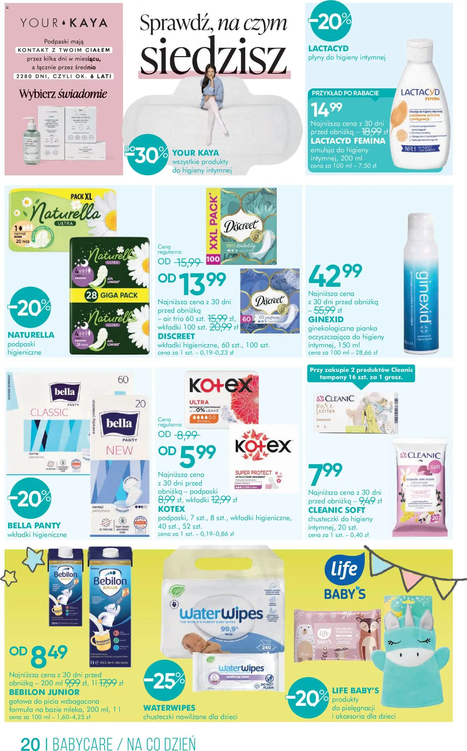 Super-pharm gazetka od 16.06.2026 | Strona: 20 | Produkty: Tampony, Podpaski, Wkładki higieniczne