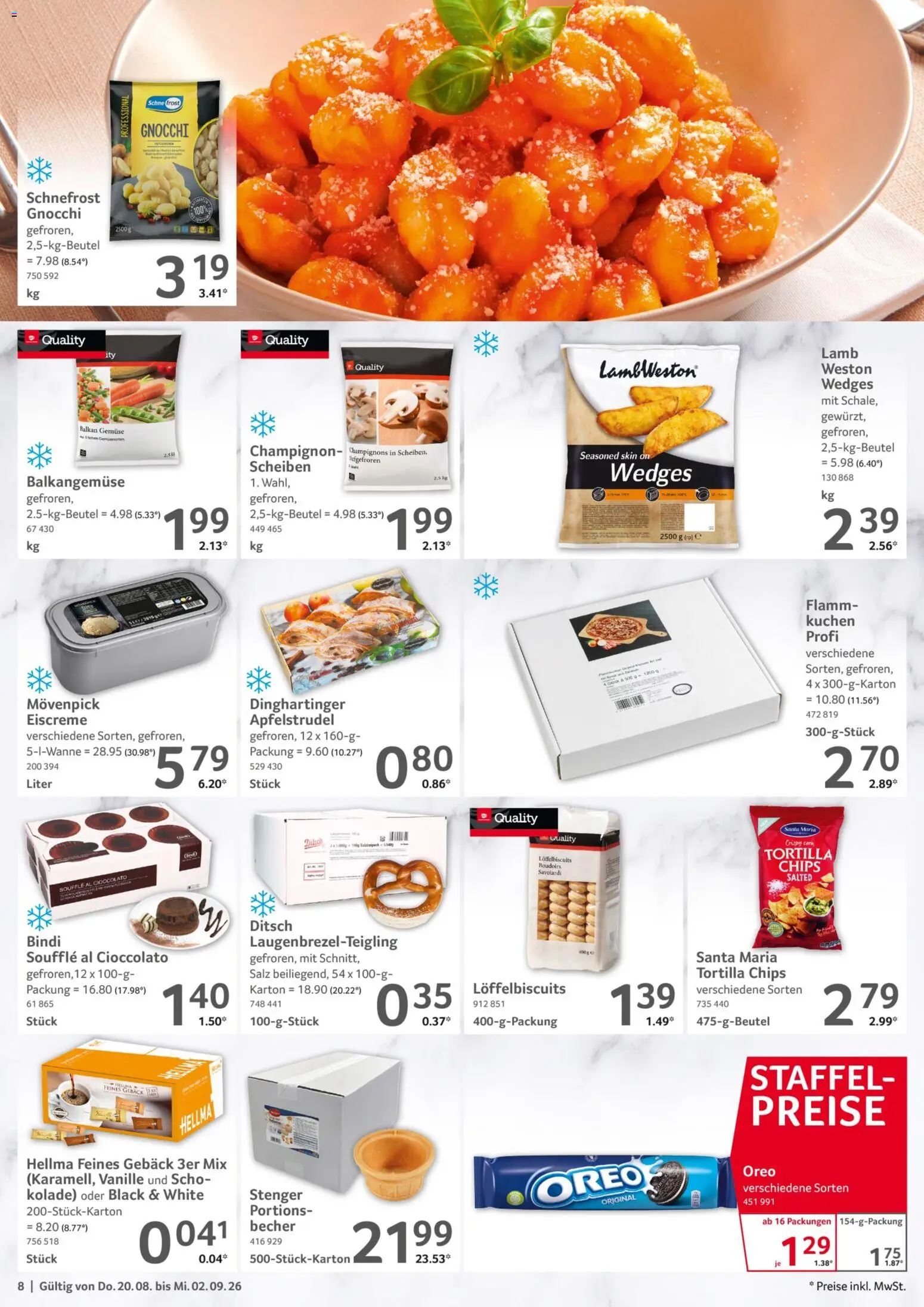 Selgros Gastronomie – gültig ab 20.08.2026 | Seite: 8 | Produkte: Vanille, Champignons, Salz, Chips