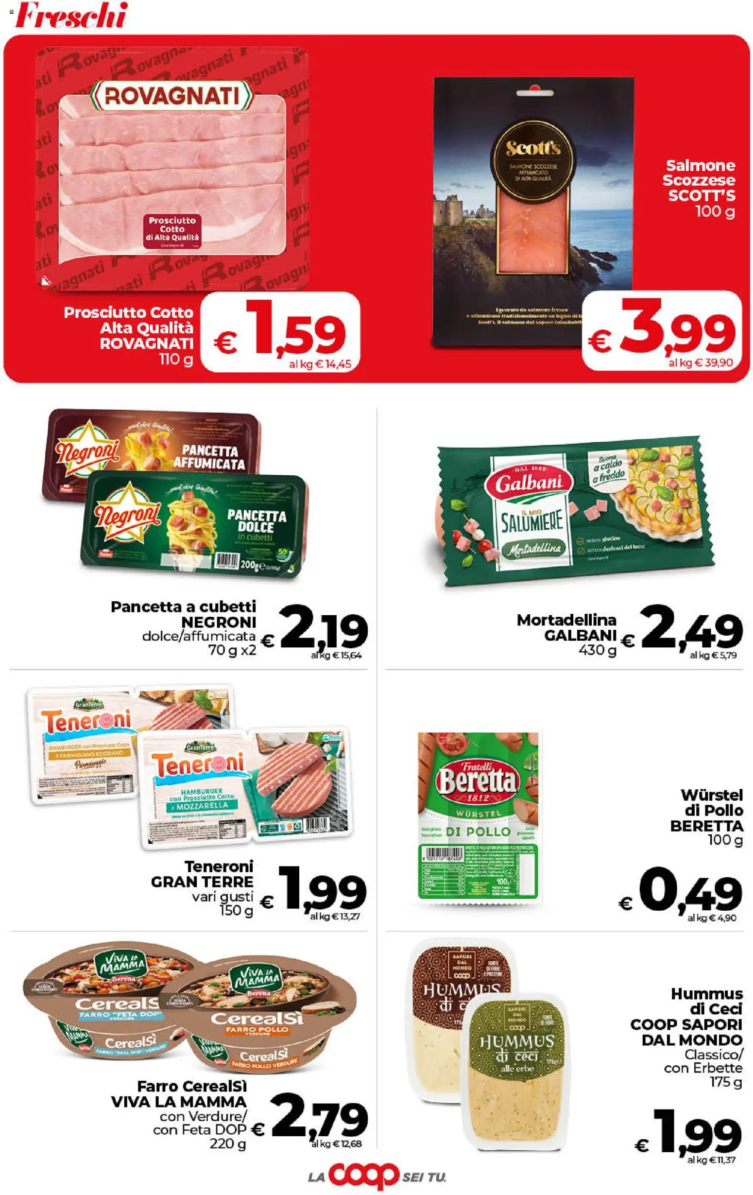 Volantino COOP del 11/08/2026 | Pagina: 16 | Prodotti: Verdure, Mozzarella, Hummus, Parmigiano