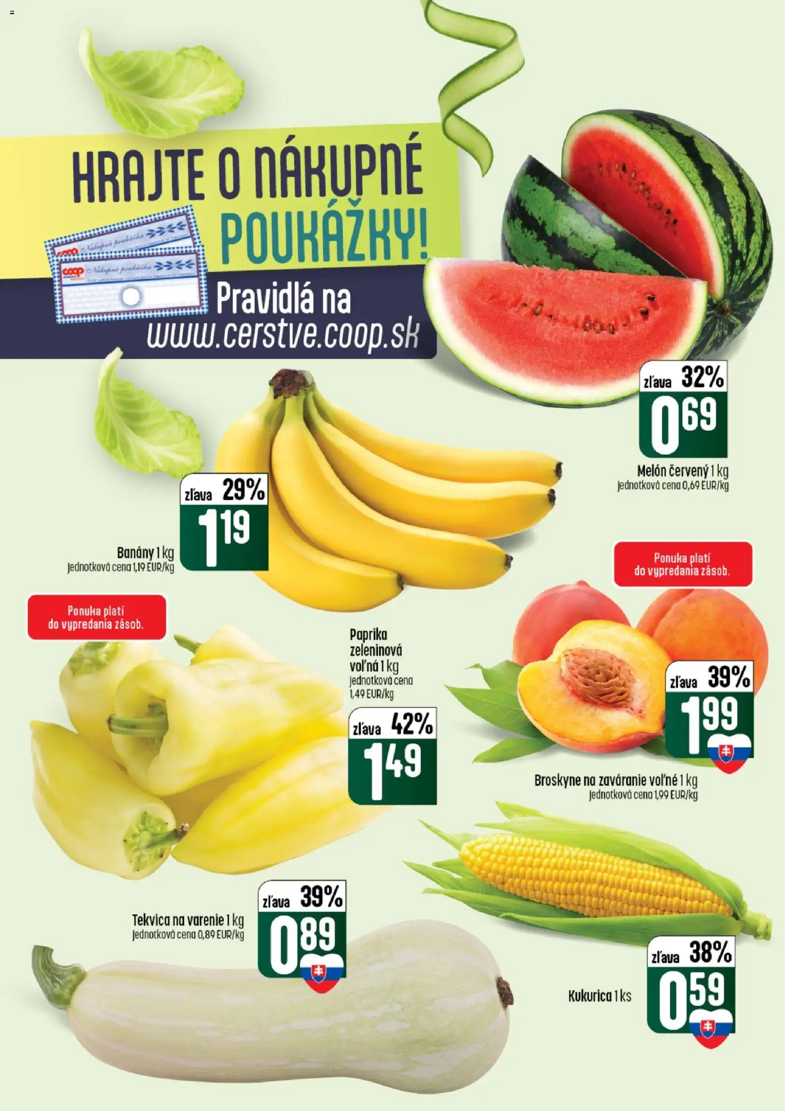 Nové COOP Jednota akcie – leták je platný od 13.08.2026 | Strana: 6 | Produkty: Paprika, Banány, Melón, Kukurica