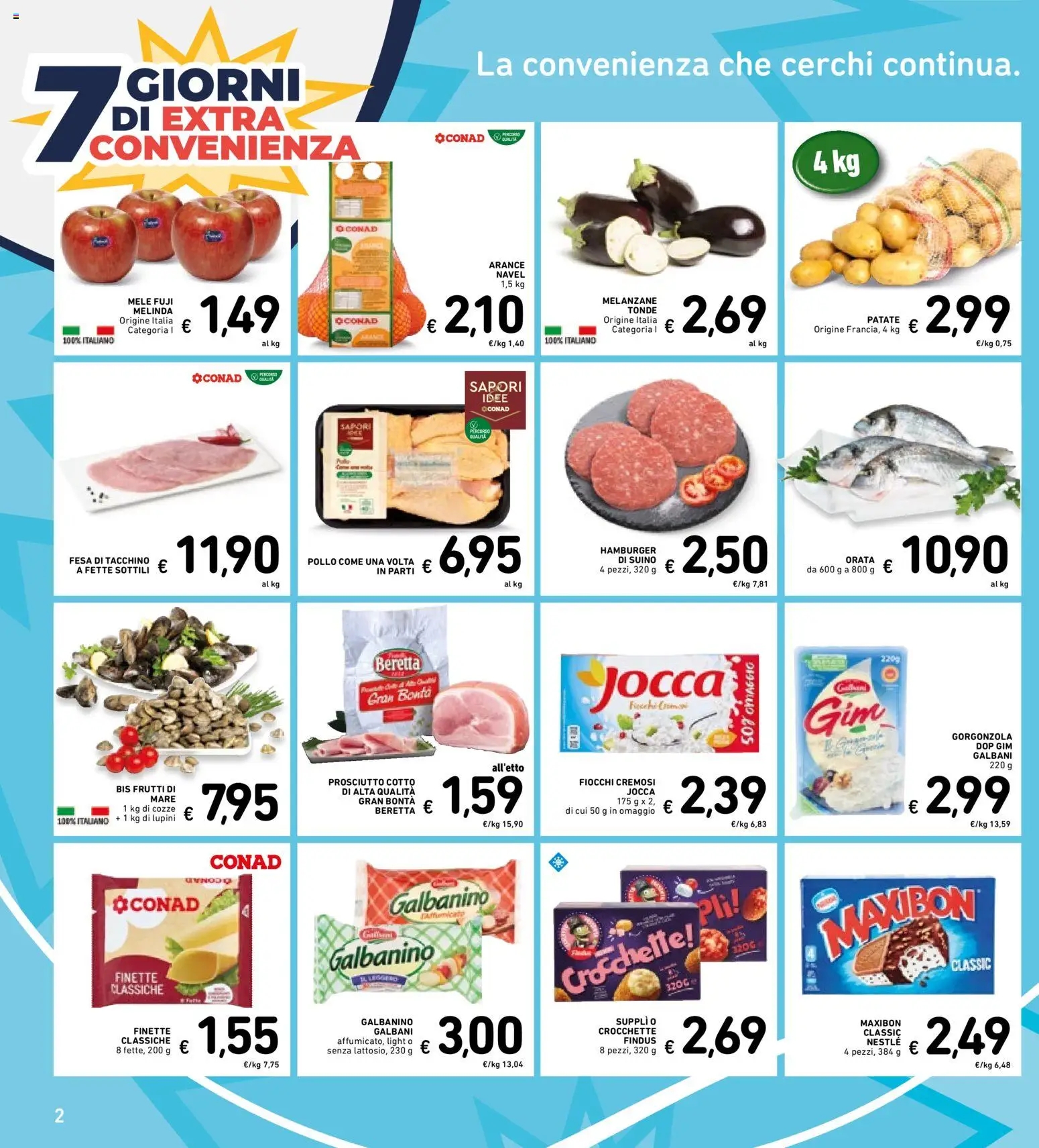Volantino Spazio Conad del 13.04.2026 | Pagina: 2 | Prodotti: Pollo, Arance, Crocchette, Melanzane