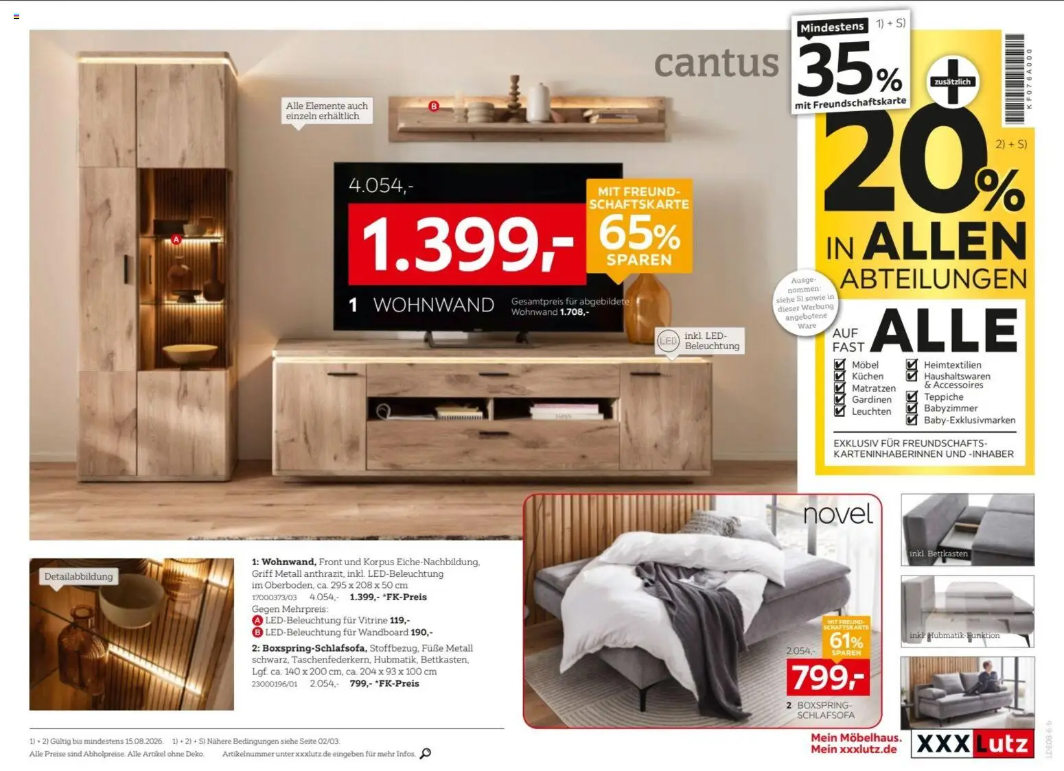 XXXLutz Nr. 1 beim Preis – gültig ab 01.08.2026 | Seite: 5 | Produkte: Schlafsofa, Wohnwand, Wandboard, Vitrine