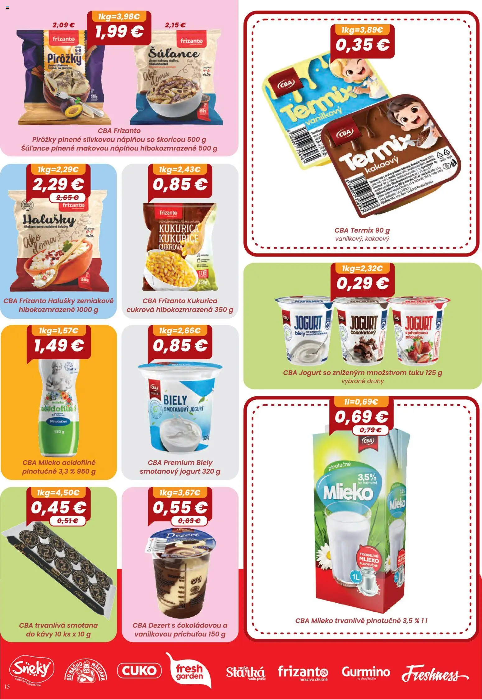 Nové Nitrazdroj akcie – leták je platný od 01.10.2026 | Strana: 15 | Produkty: Jogurt, Termix, Kukurica, Trvanlivé mlieko