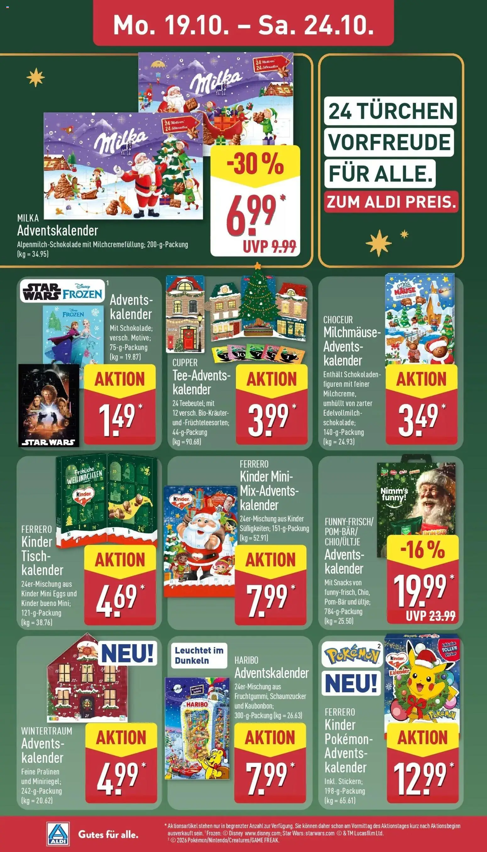 Aldi Aktueller Prospekt (ab 19.10.2026) » Angebote Online | Seite: 10 | Produkte: Haribo, Milch, Kinder bueno, POM-BÄR
