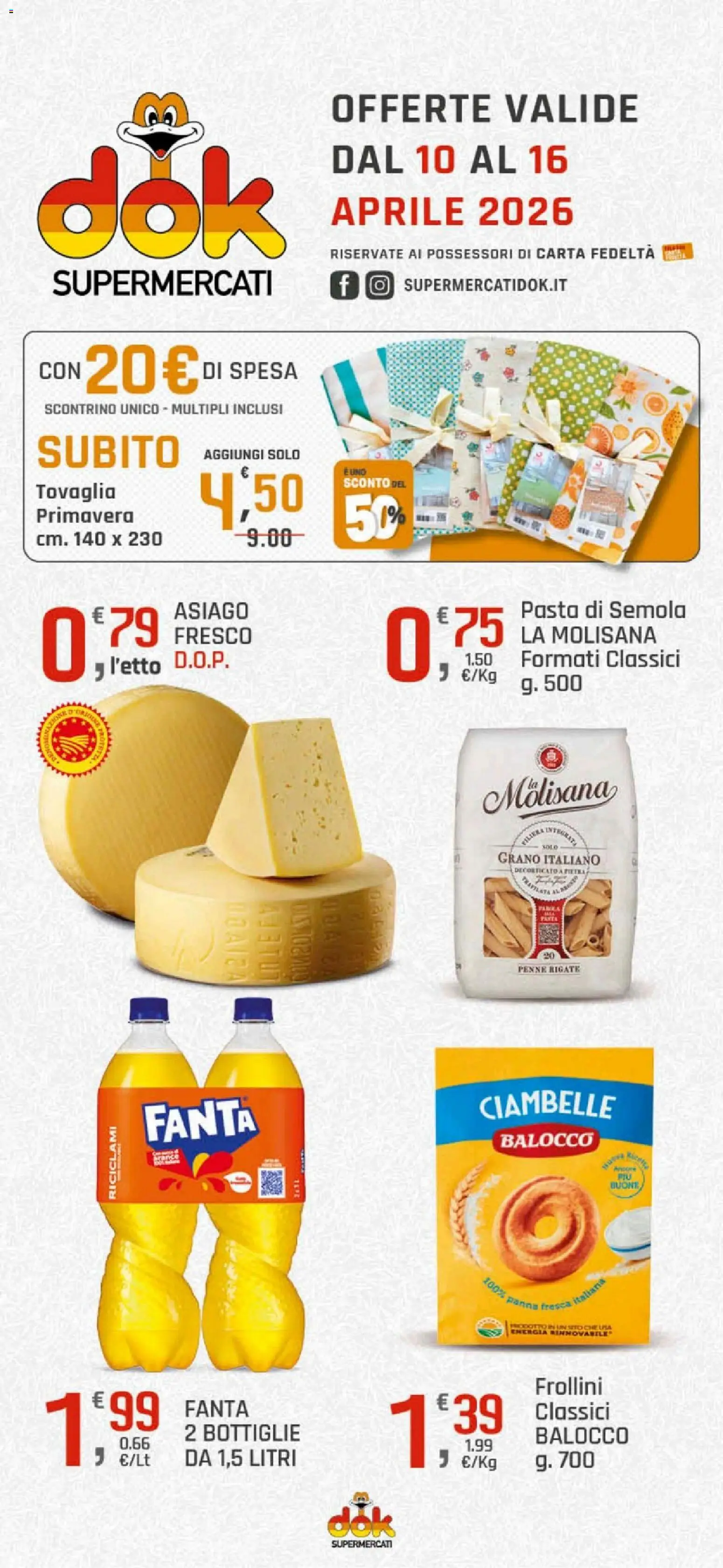 Volantino DOK del 10.04.2026 | Pagina: 1 | Prodotti: Ciambelle, Pasta, Penne, Tovaglia