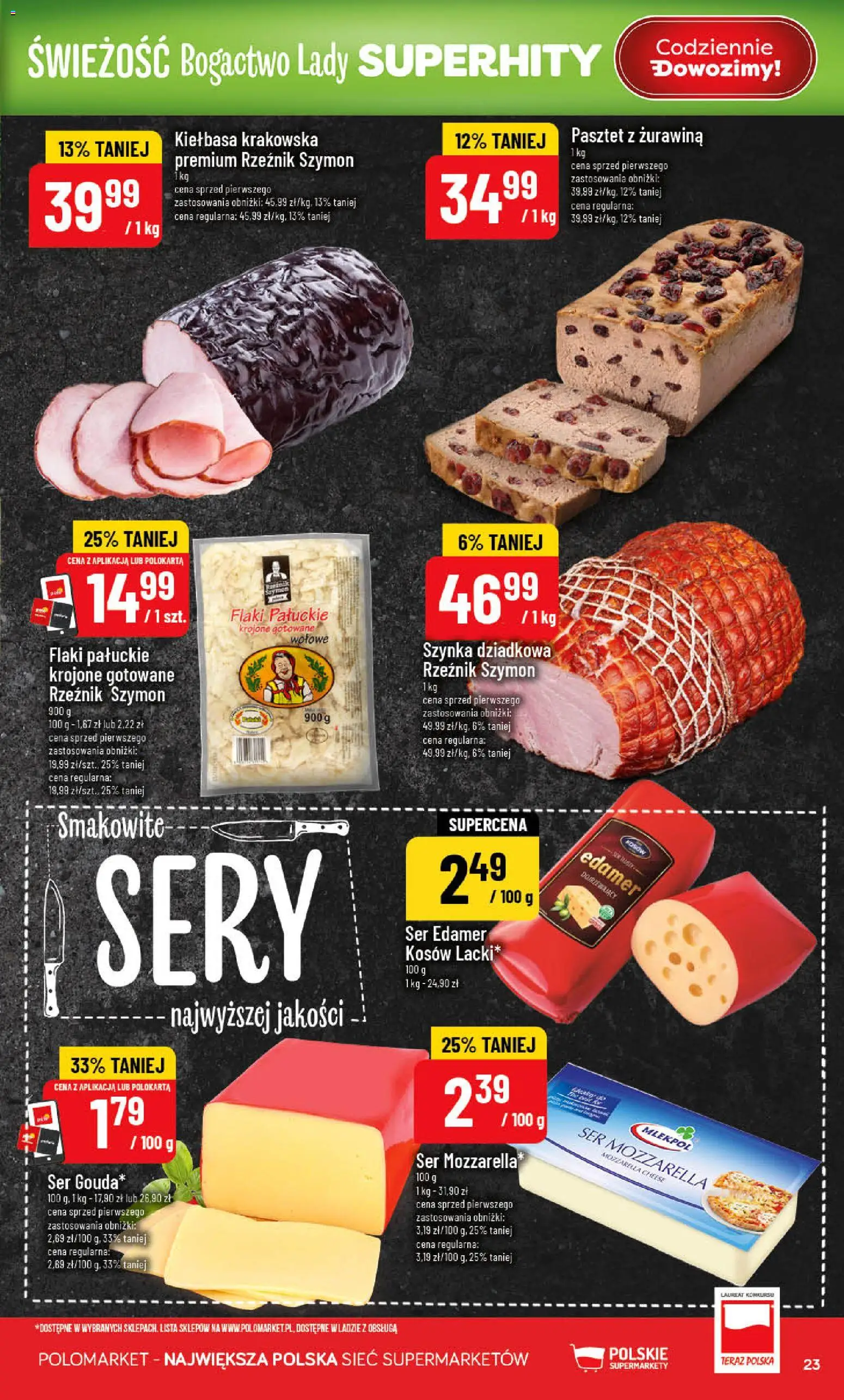 POLOmarket gazetka od 20.05.2026 | Strona: 23 | Produkty: Kiełbasa, Żurawina, Flaki, Sery