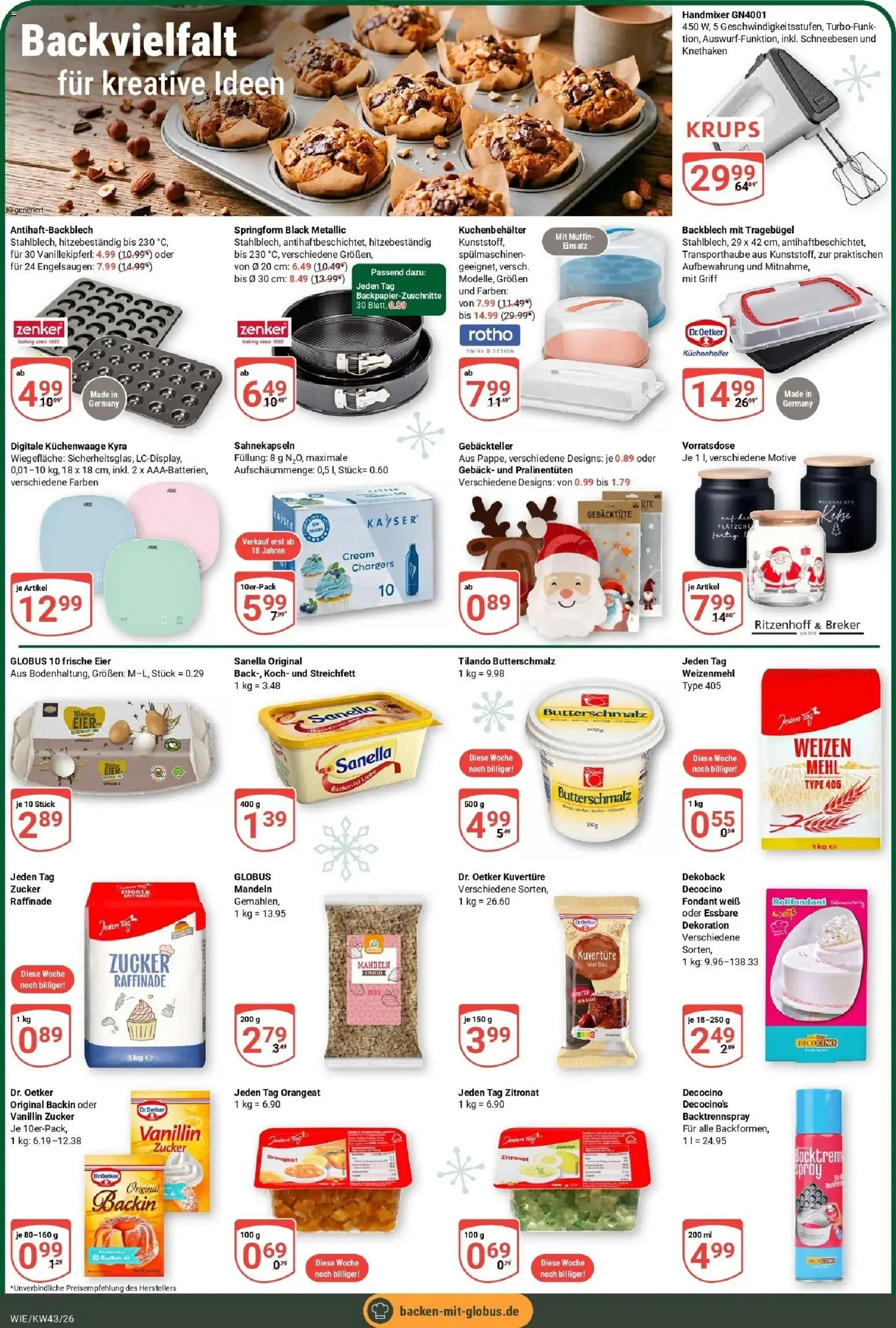 Globus Prospekt Waghäusel (ab 19.10.2026) » Angebote online | Seite: 22 | Produkte: Weizenmehl, Handmixer, Sanella, Kekse