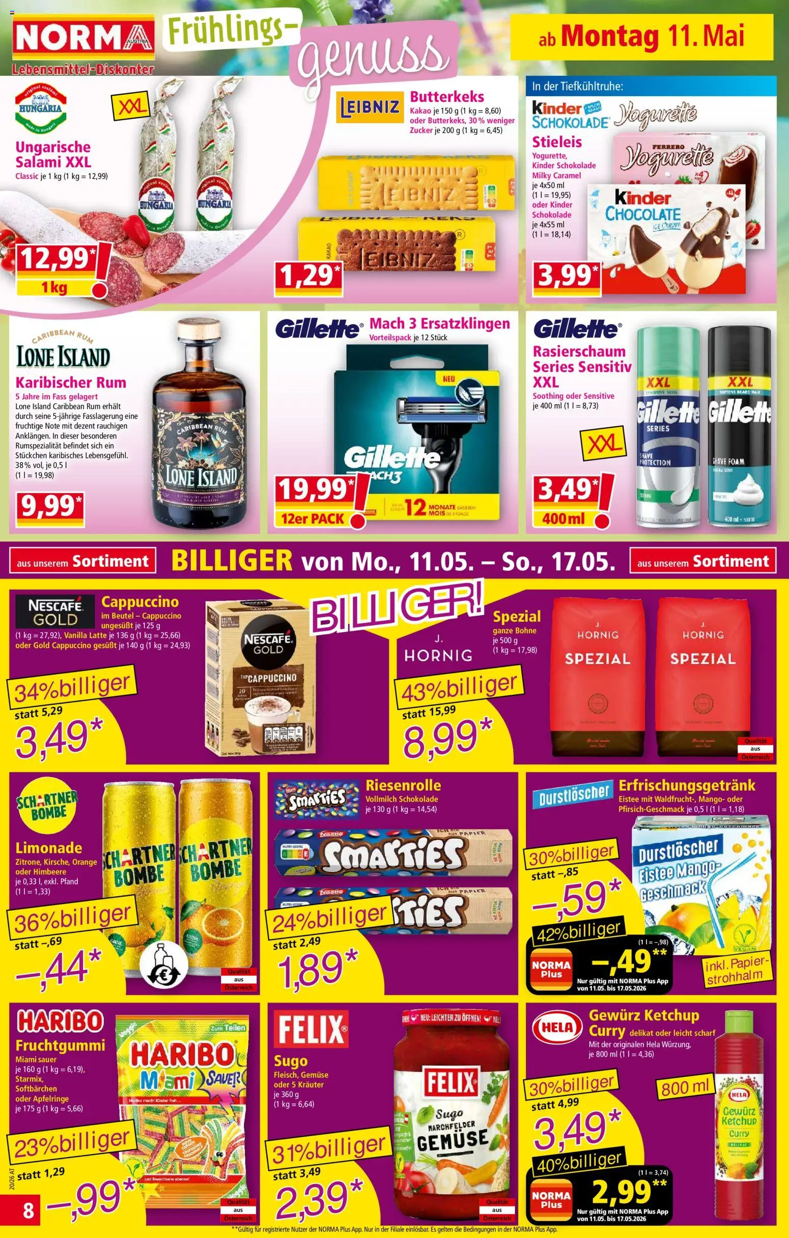 Norma Flugblatt gültig ab 11.05.2026 | Seite: 8 | Produkte: Gemüse, Mango, Rasierschaum, Salami