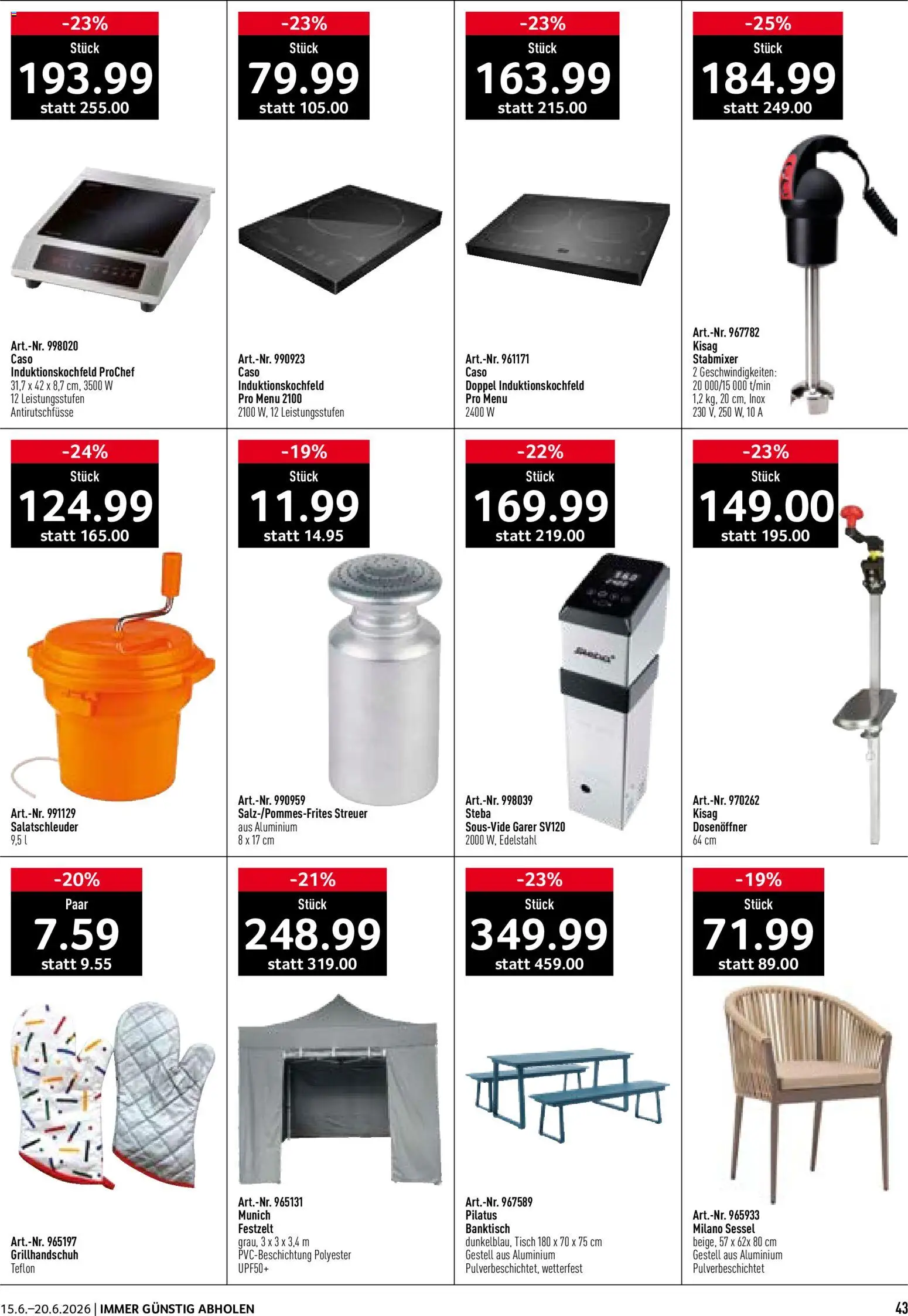 Prodega aktionen – gültig ab 15.06.2026 | Seite: 43 | Produkte: Tisch, Sessel, Stabmixer