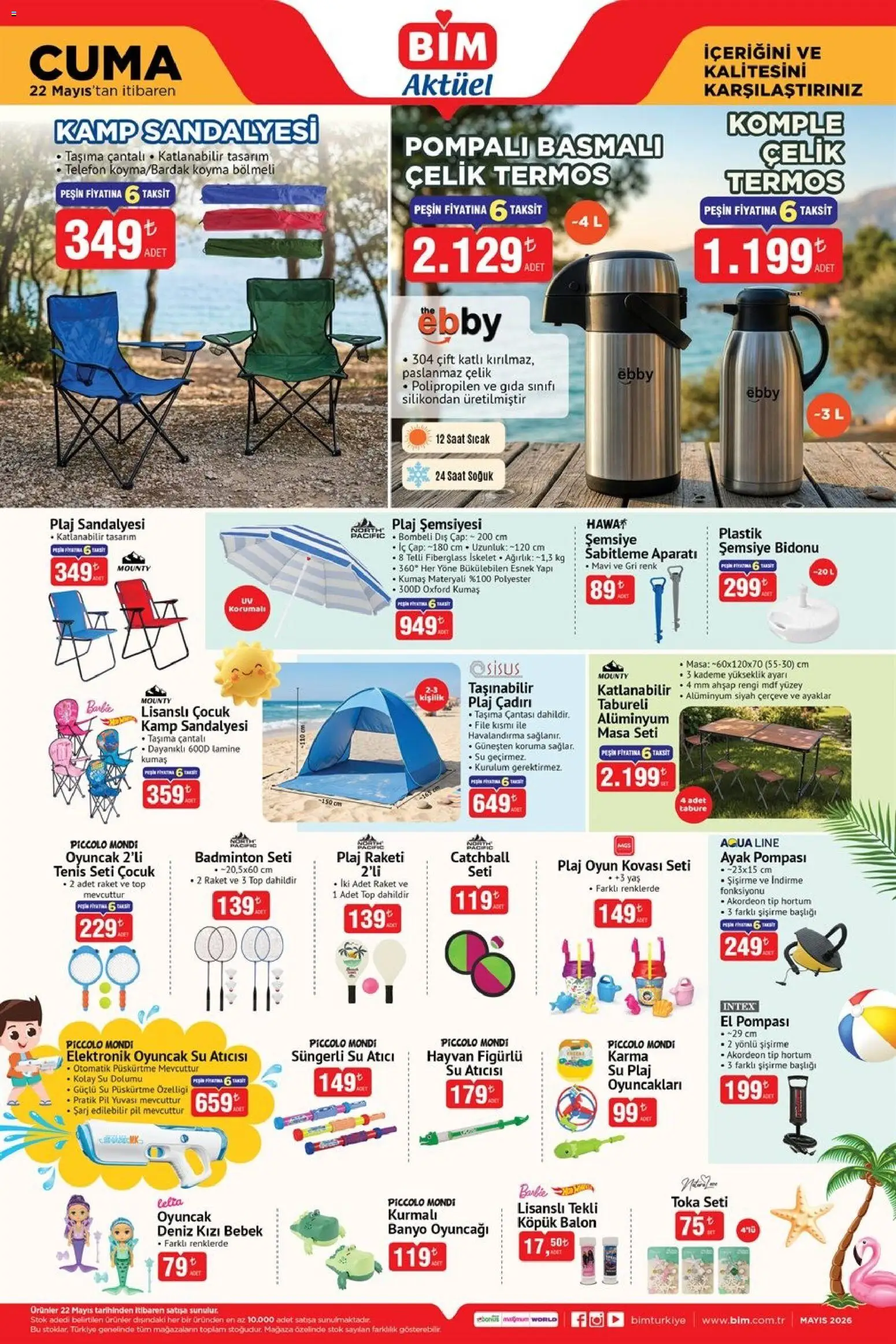 BİM - Katalog Cuma - 22.05.2026 tarihinden itibaren geçerlidir | Sayfa: 3 | Ürünler: Pil, Banyo, Şemsiye, Termos
