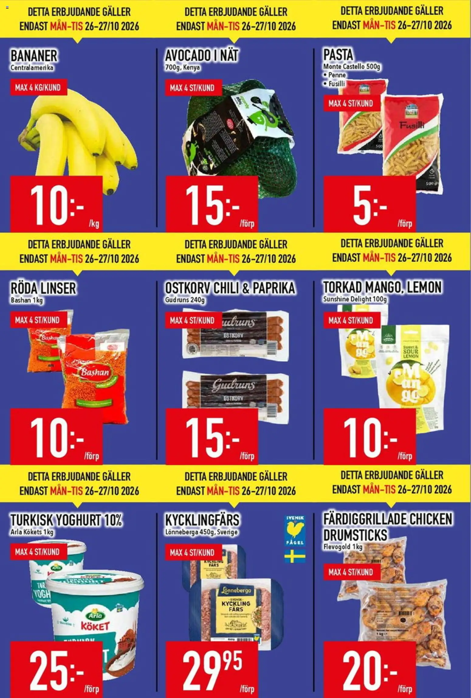 Matdax reklamblad aktuell från 26/10/2026 | Sida: 2 | Produkter: Linser, Paprika, Röda linser, Kyckling