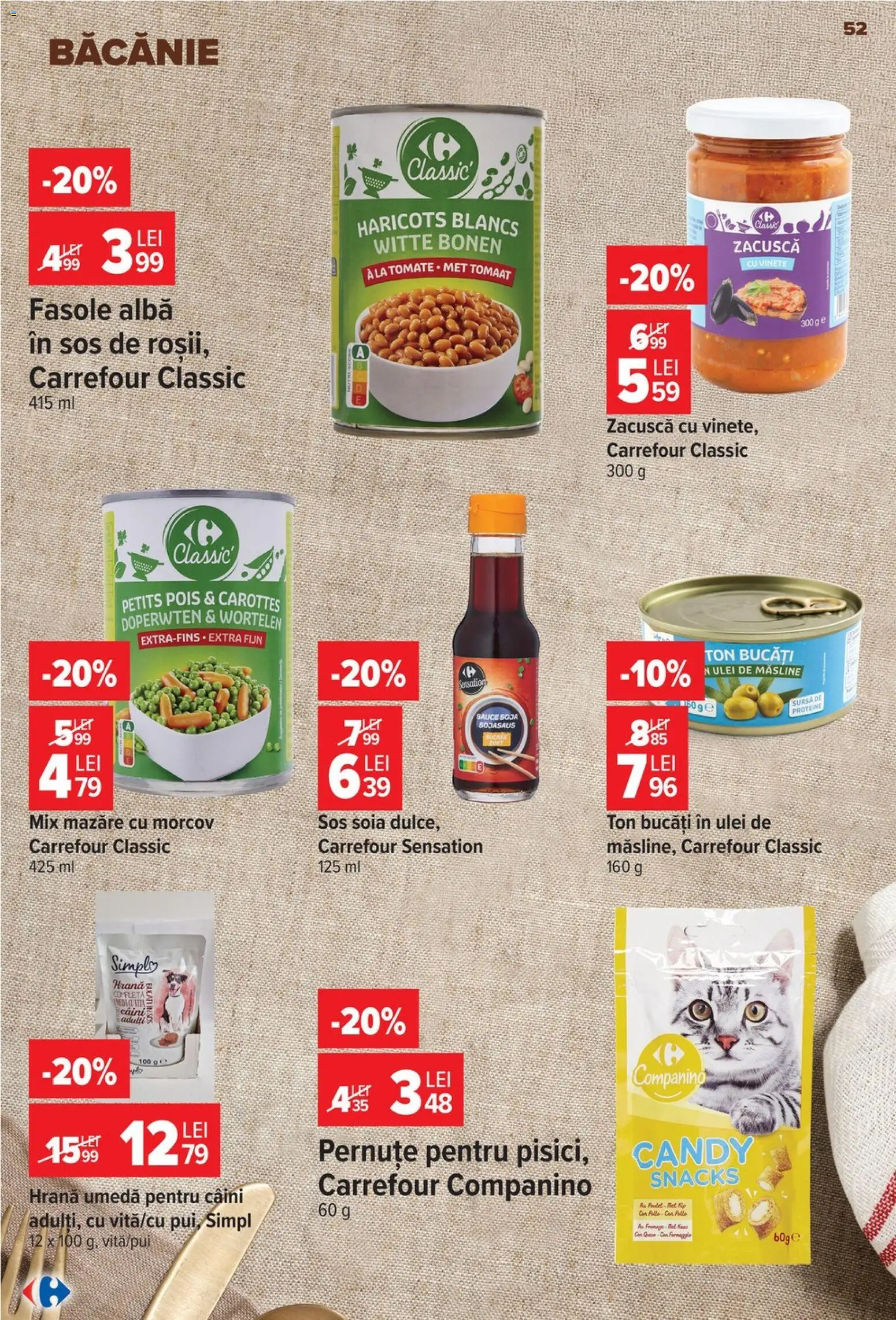 Noul catalog Carrefour – valabil de la 19.08.2026 | Pagină: 52 | Produse: Morcov, Ulei de masline, Fasole albă, Sos