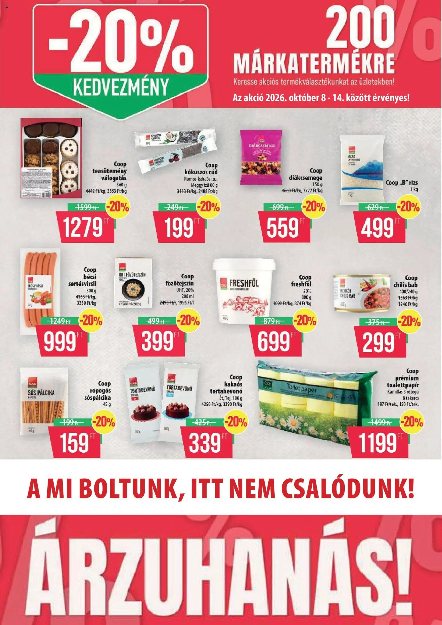 COOP Szolnok akciós ujság - amely érvényes a következő dátumtól: 2026.10.08. | Oldal: 1 | Termékek: Sós pálcika, Teasütemény, Bab, Rizs