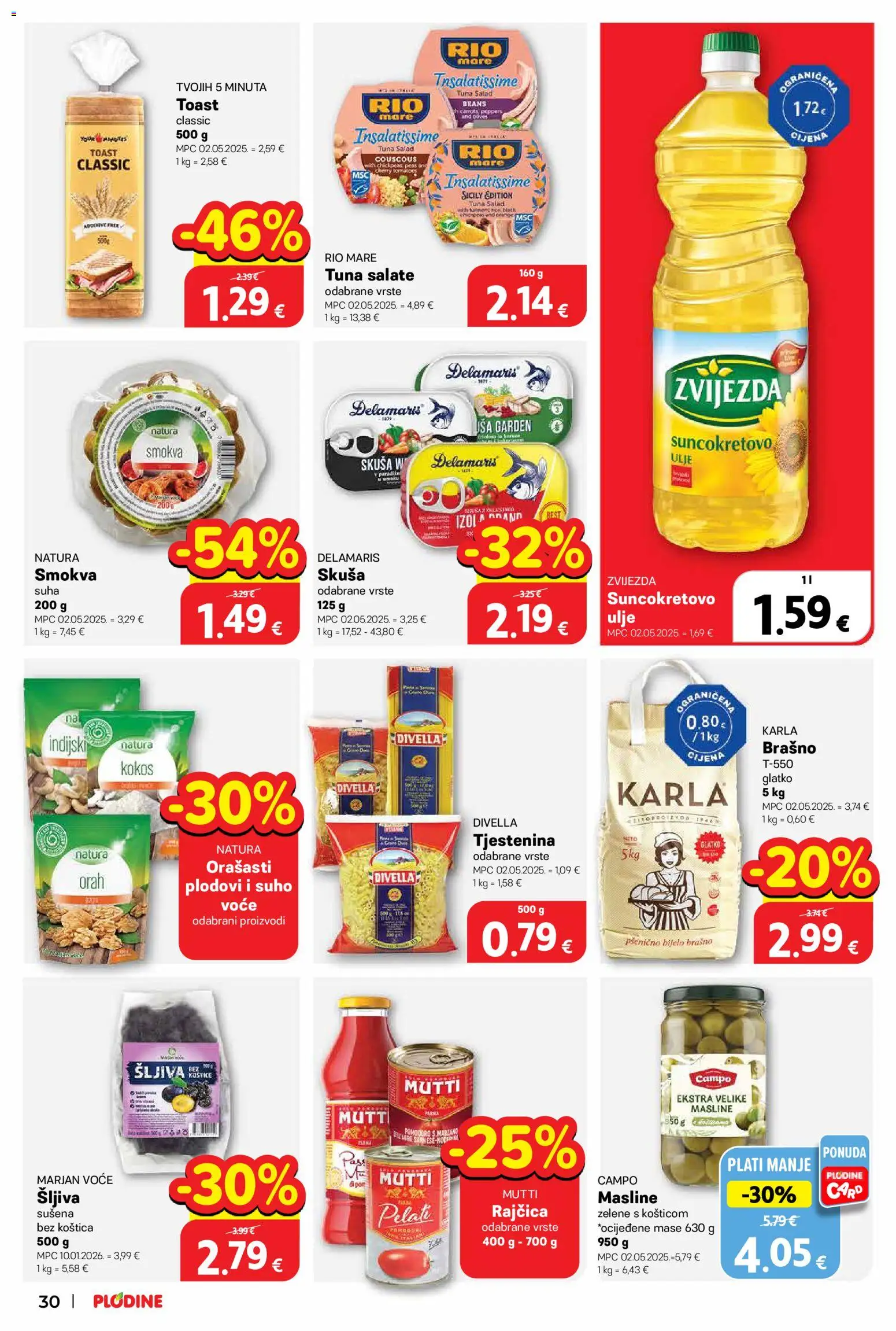 Plodine katalog | vrijedi od 20.05.2026 | Stranica: 32 | Proizvodi: Rio Mare, Šljiva, Skuša, Orah