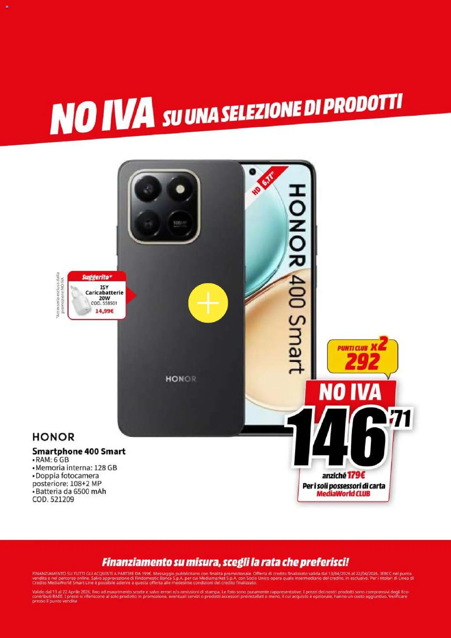 Volantino Media World del 13.04.2026 | Pagina: 16 | Prodotti: Smartphone, Fotocamera, Batteria, Caricabatterie