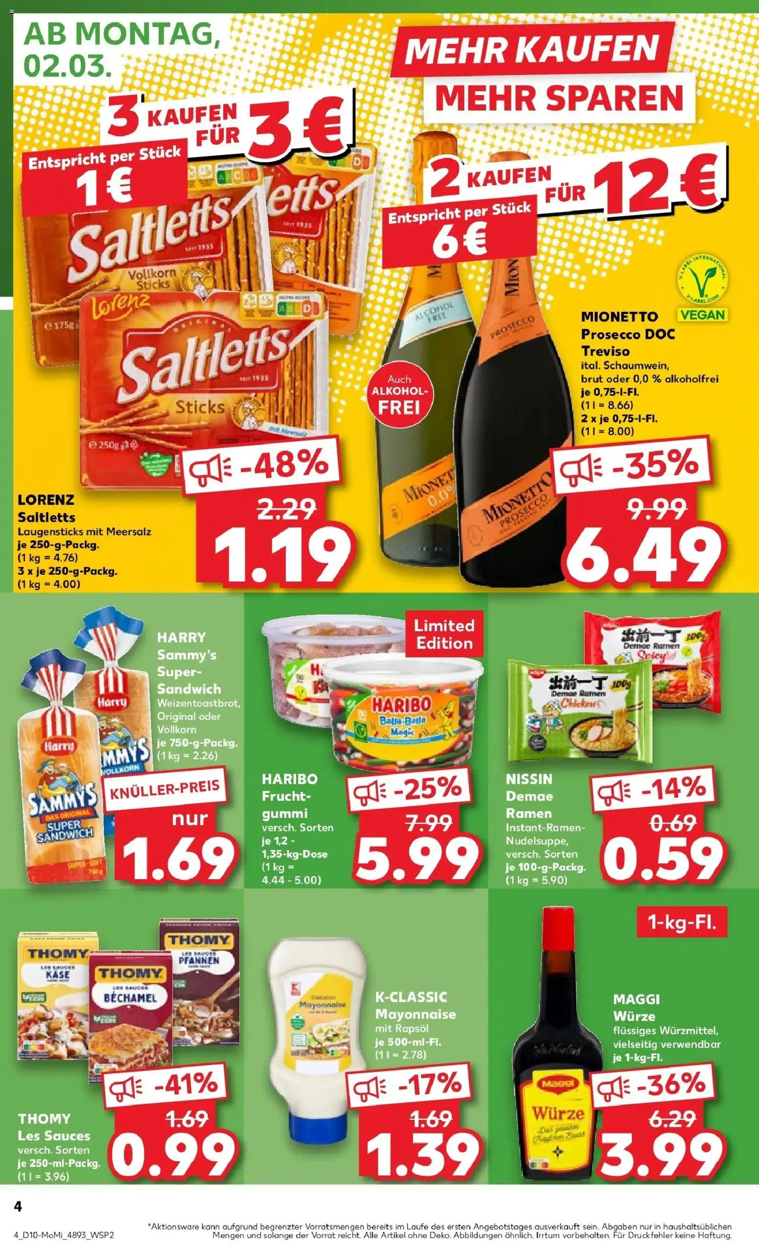 Kaufland Prospekt Lutherstadt Wittenberg	 – gültig ab 02.03.2026 | Seite: 4 | Produkte: Thomy les sauces, Haribo, Käse, Toast