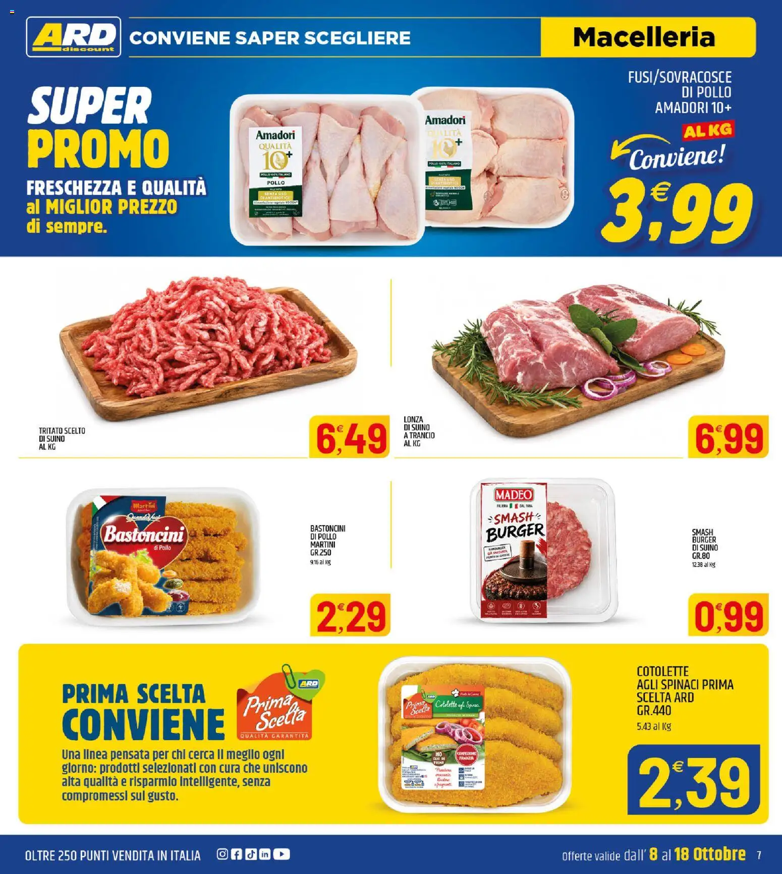 Volantino ARD Discount del 08/10/2026 | Pagina: 7 | Prodotti: Pollo, Suino, Spinaci, Martini