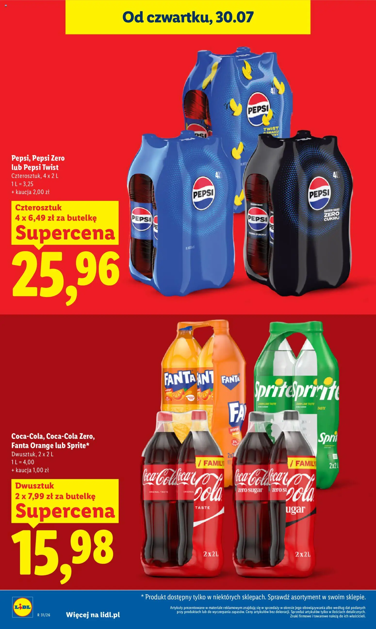 Lidl Polsko leták od 30.07.2026 | Strana: 26 | Produkty: Pepsi, Pepsi Zero, Fanta