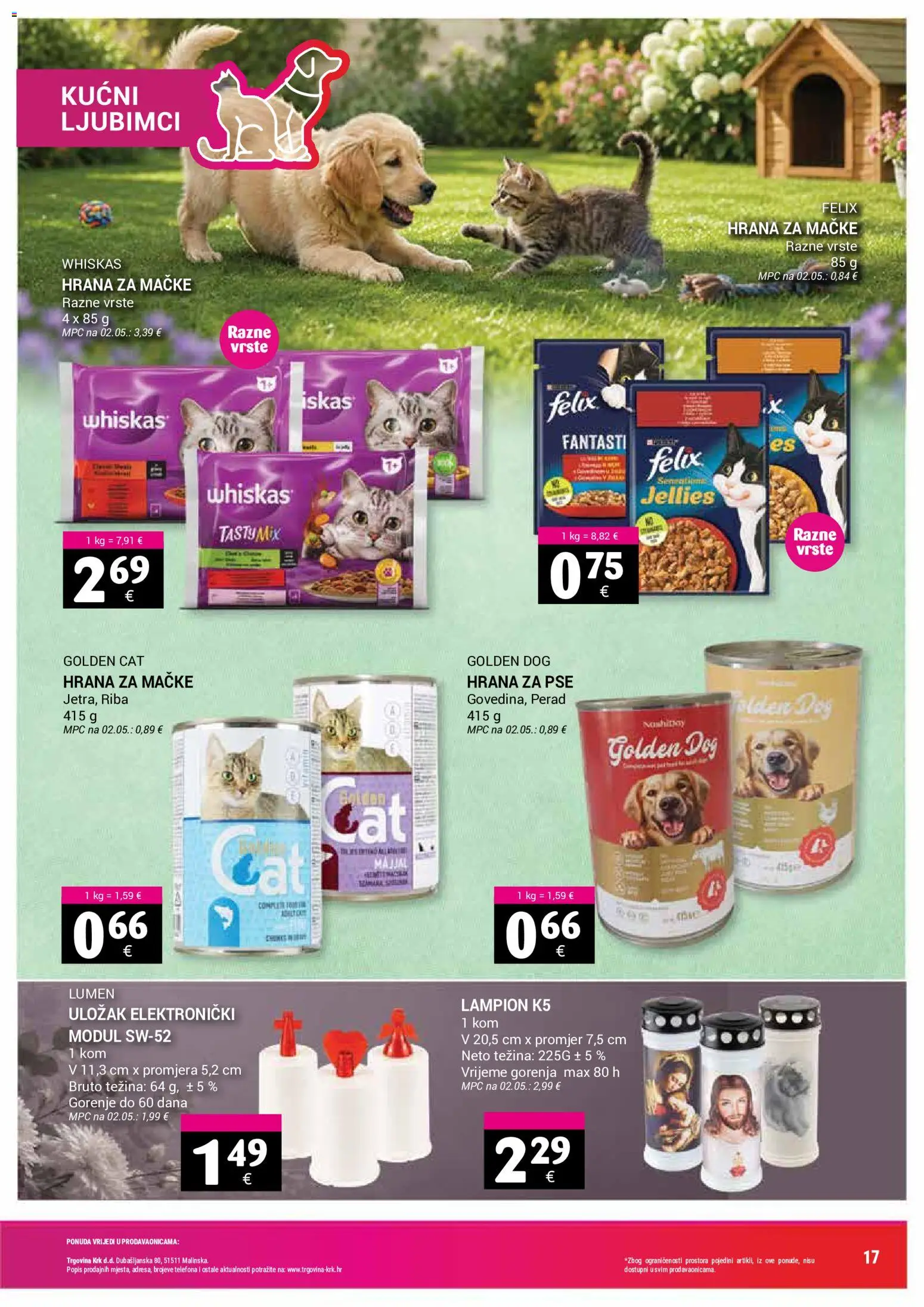Trgovina Krk katalog | vrijedi od 01.08.2026 | Stranica: 17 | Proizvodi: Whiskas, Riba, Lampion, Hrana za mačke