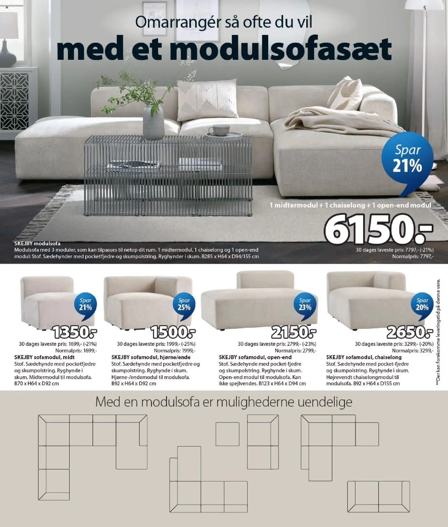 JYSK tilbudsavis – gyldig fra 28/08/2026 | Side: 5 | Produkter: Sofa, Søm