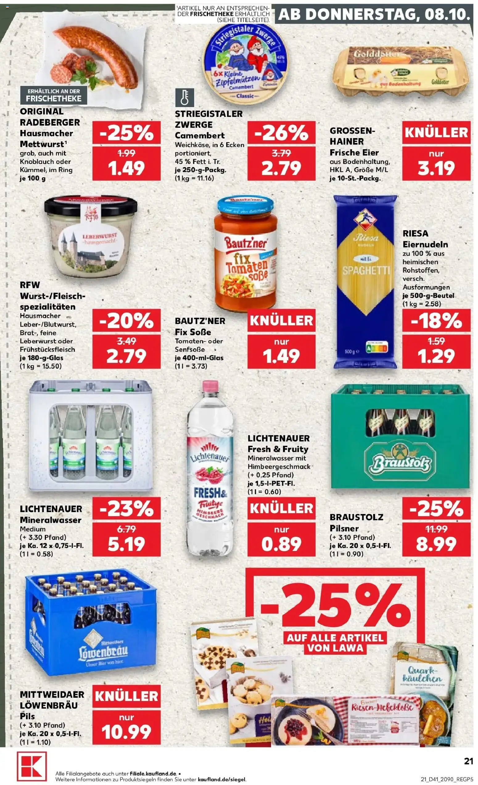 Prospekt Kaufland ab 08.10.2026 » Angebote Online zum Blättern | Seite: 21 | Produkte: Quark, Camembert, Soße, Knoblauch
